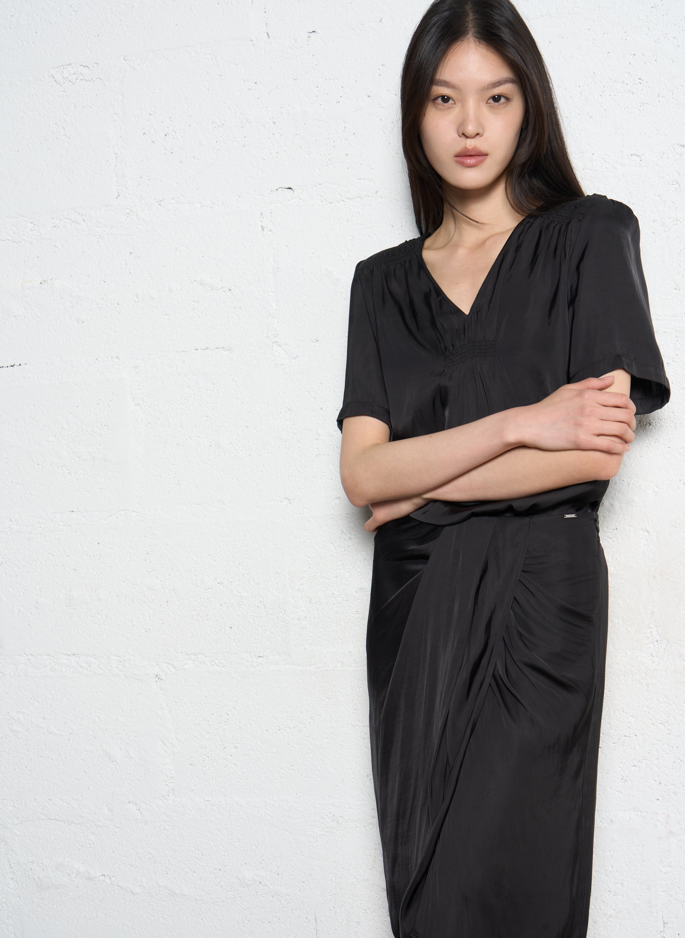 Top oversize satiné IKKS Noir