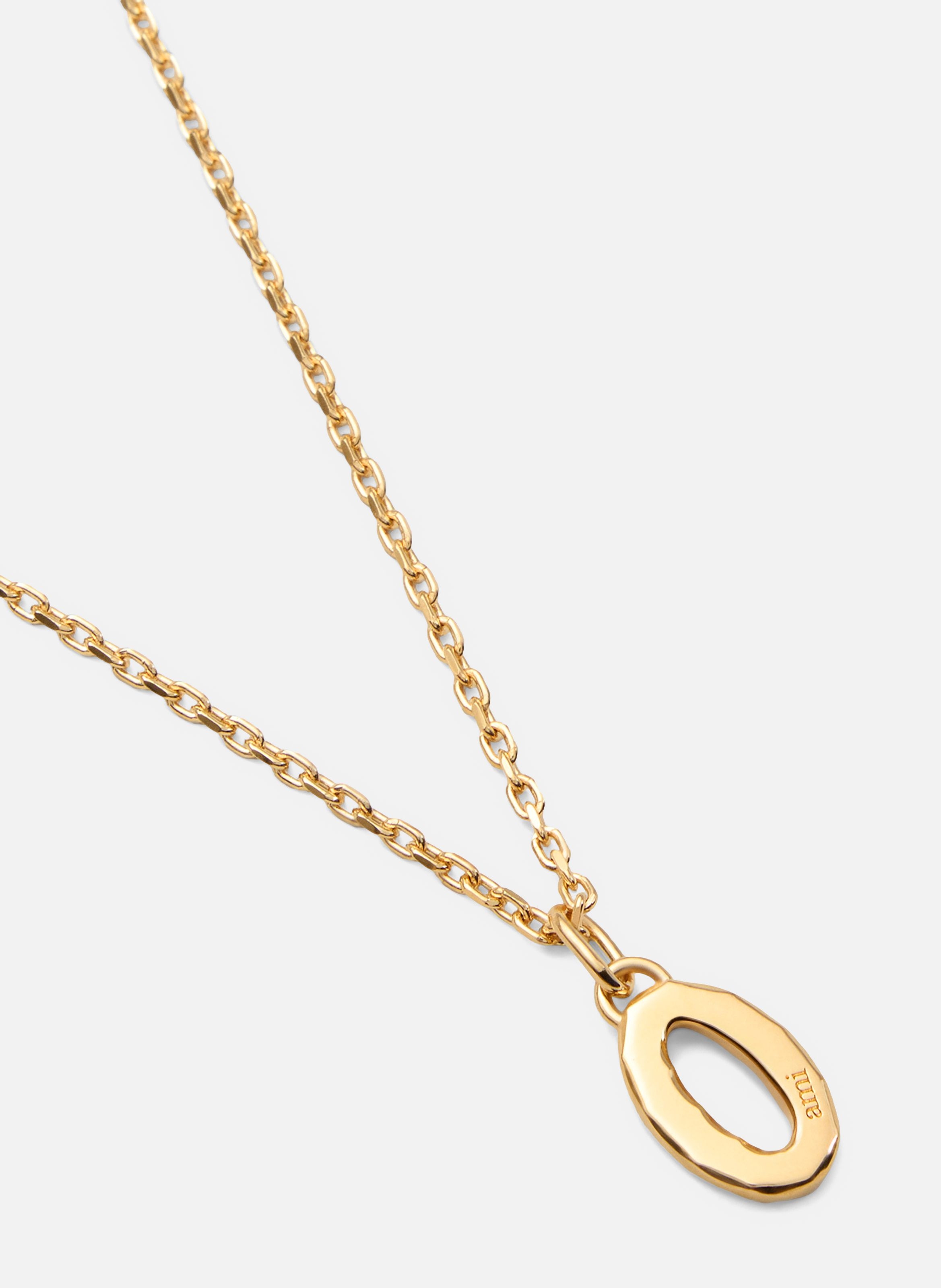 Collier martelé doré pendentif "0" unisexe en laiton AMI PARIS Jaune