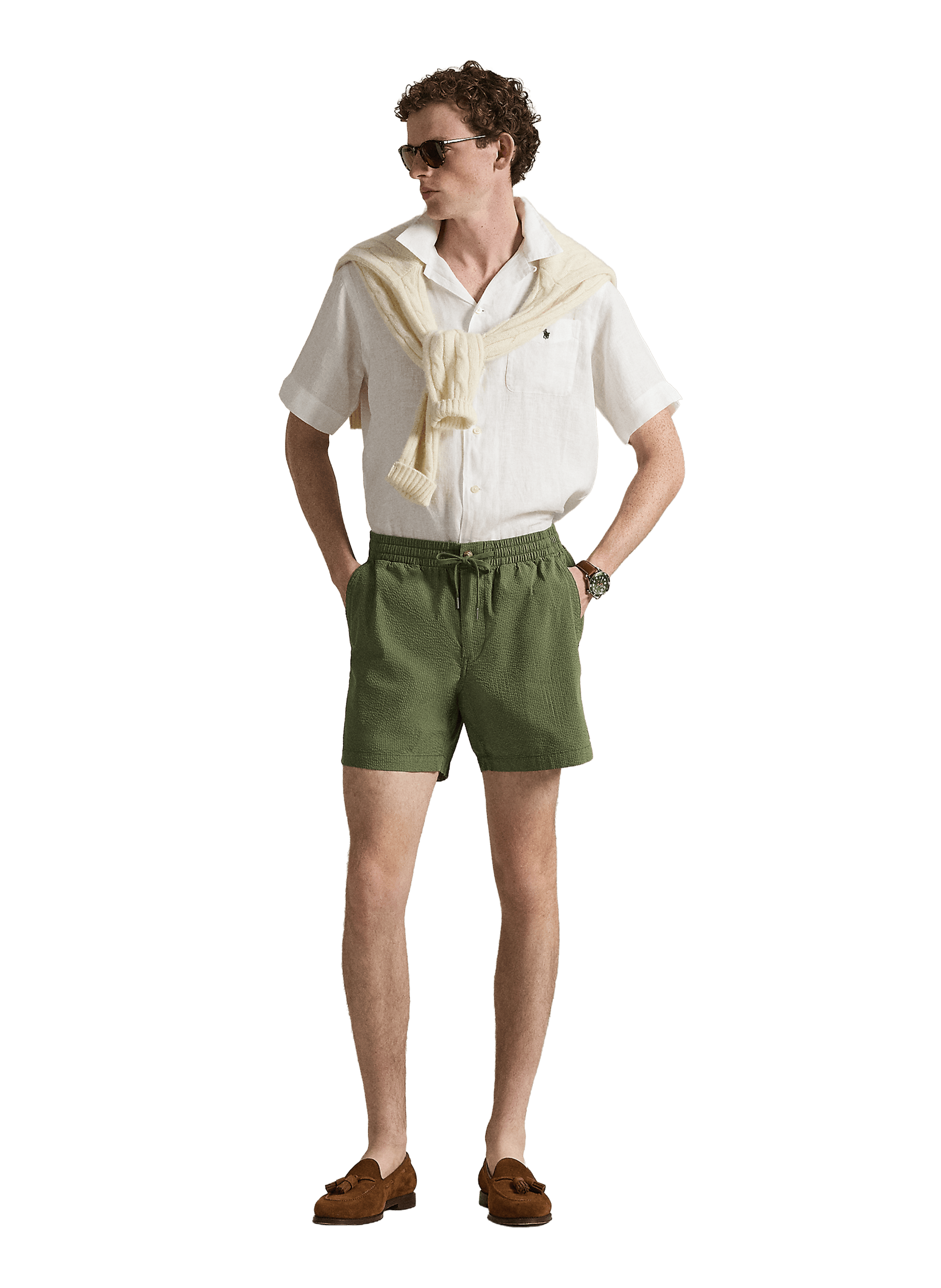 Short gaufré en coton mélangé POLO RALPH LAUREN Vert