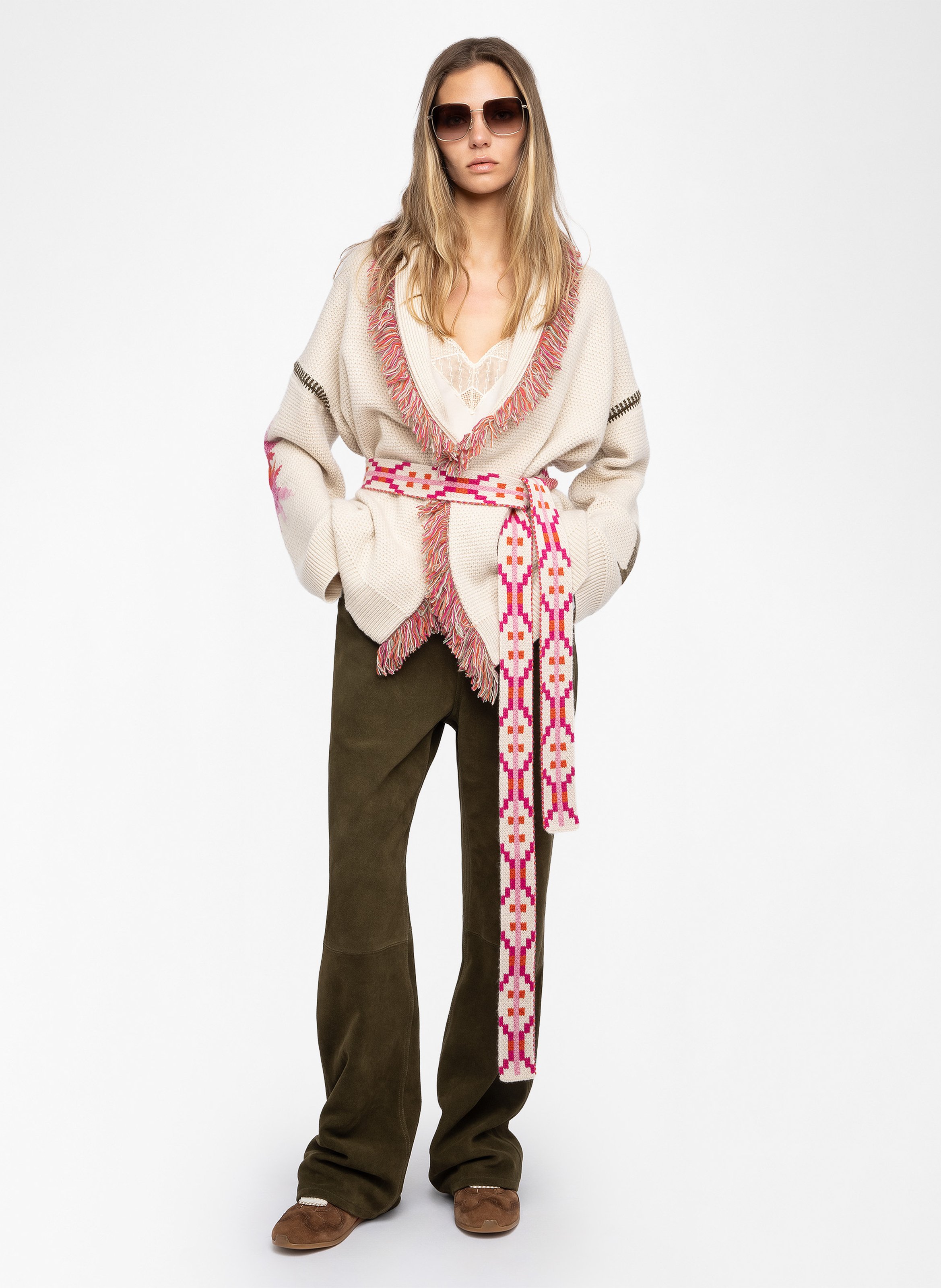 Manteau droit col châle en laine et cachemire alpa ZADIG&VOLTAIRE Beige