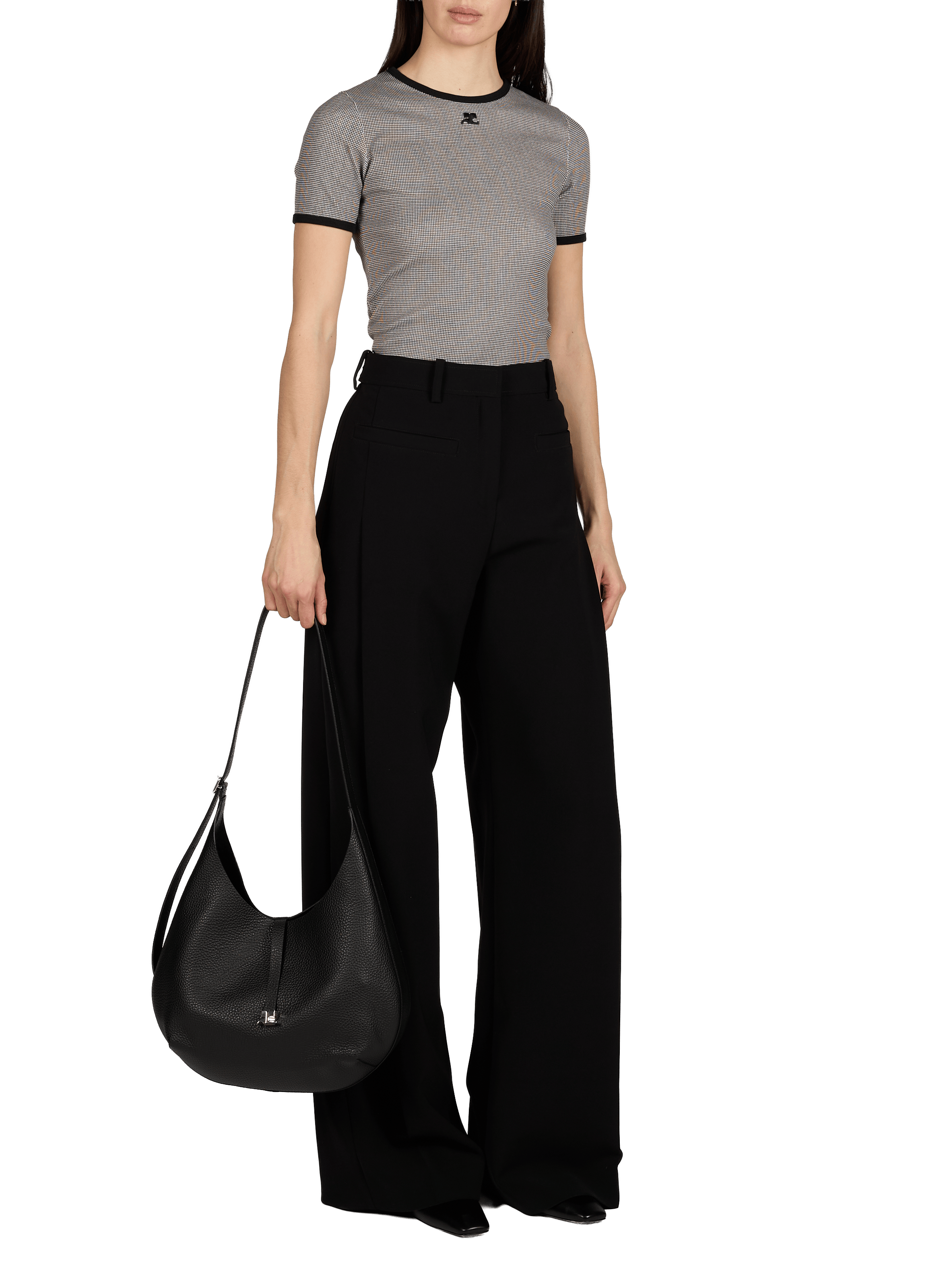 Houndstooth pattern T-shirt COURRÈGES Black