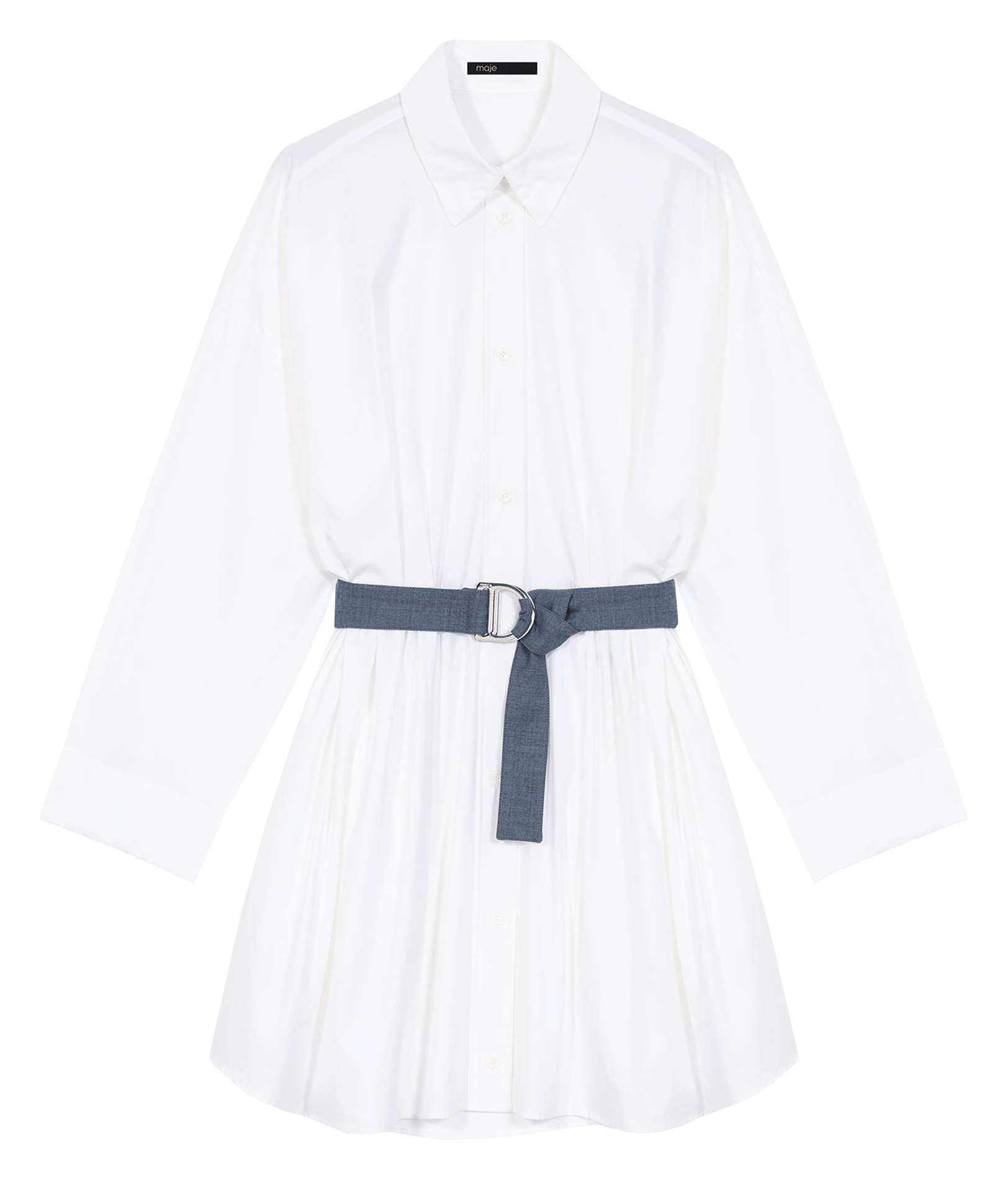 Robe courte col classique en coton MAJE Blanc
