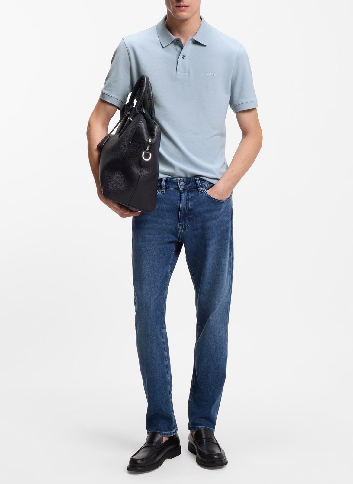 Polo manches courtes droit uni BOSS Bleu