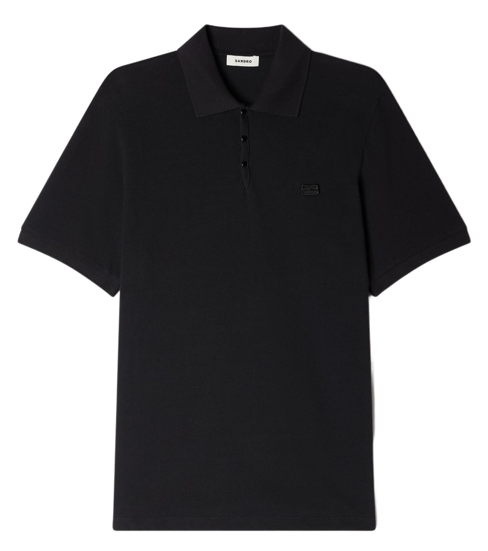 Polo droit en coton SANDRO Noir
