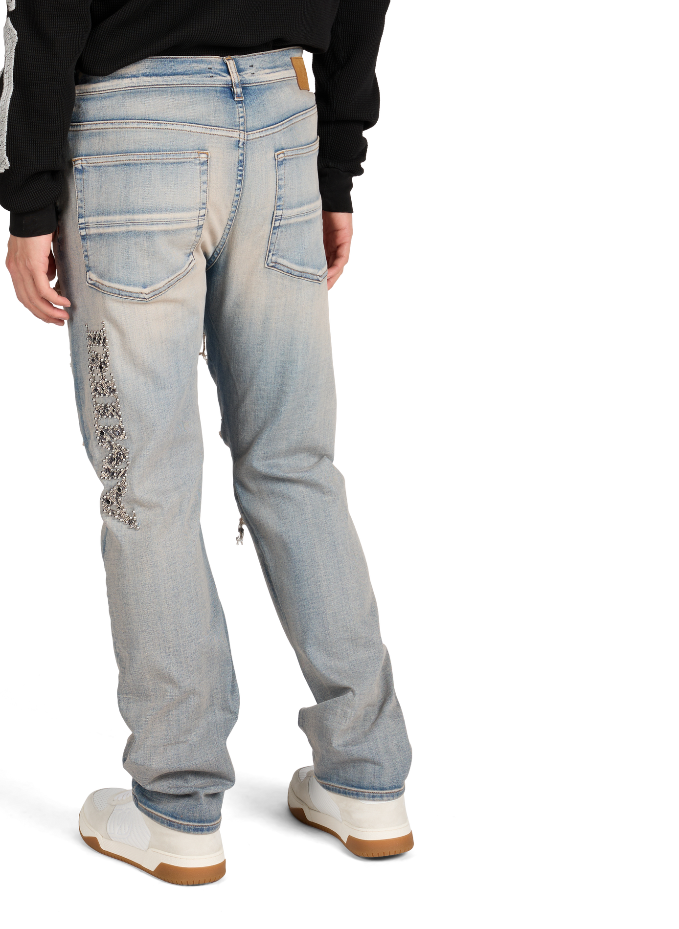 Jean droit Snake Stud en coton mélangé AMIRI Bleu