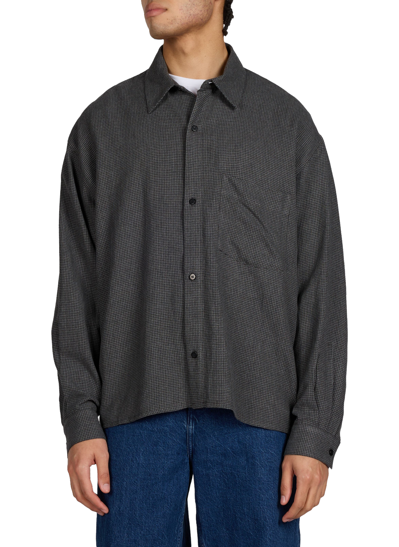 Shirt with classic plaid collar WON HUNDRED Grey
