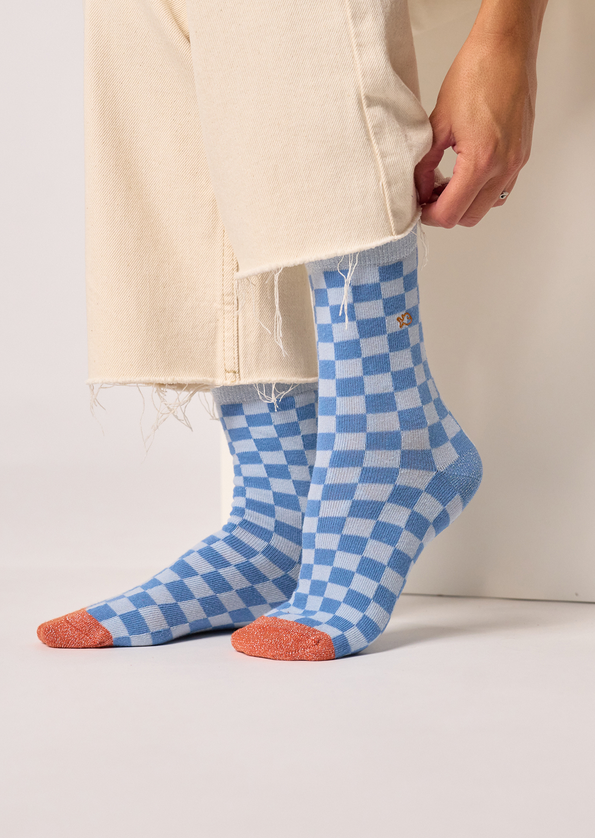 Chaussettes en coton peigné carreaux BILLYBELT Bleu
