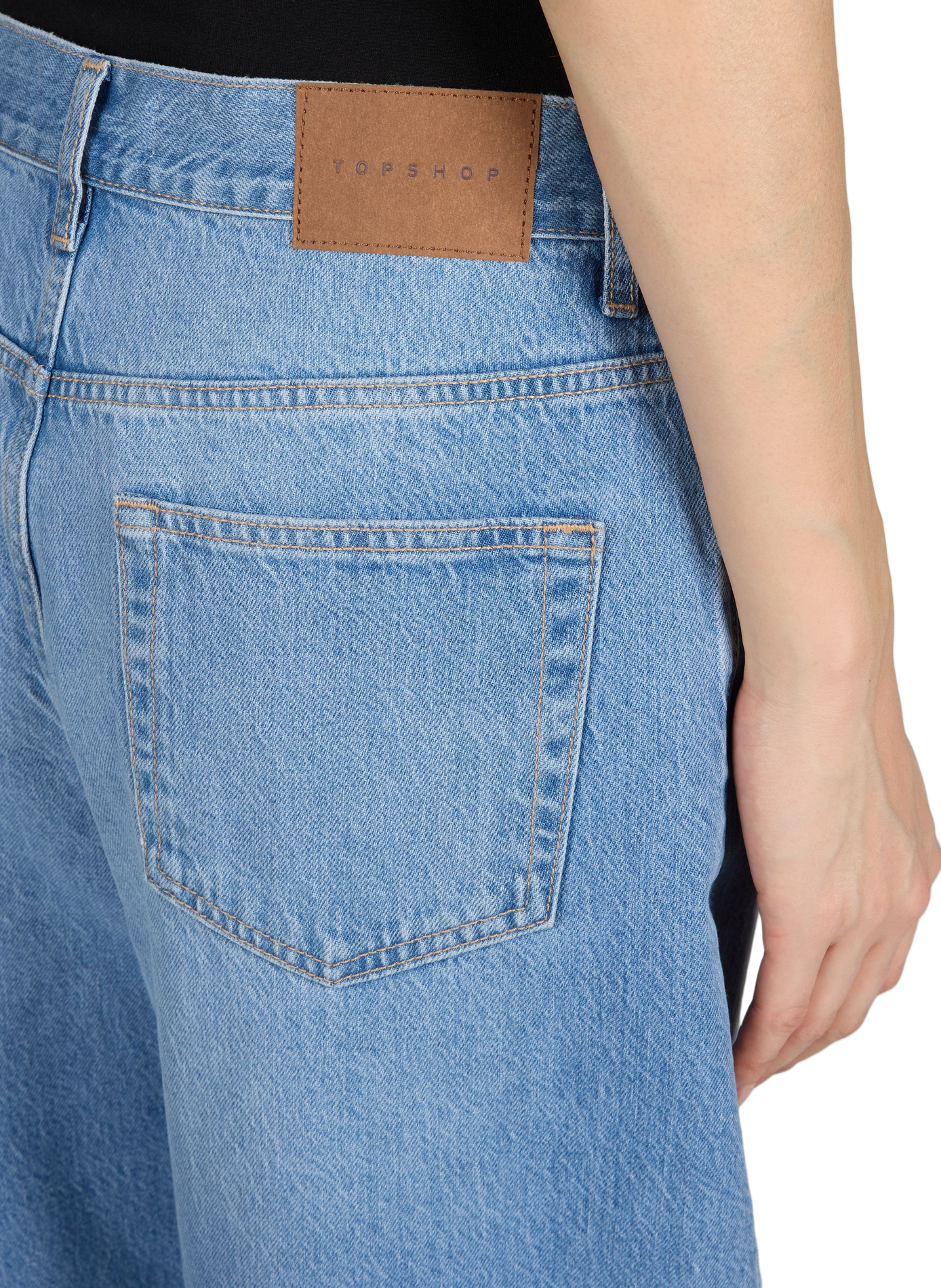 Jean droit Tscolumn en coton TOPSHOP Bleu