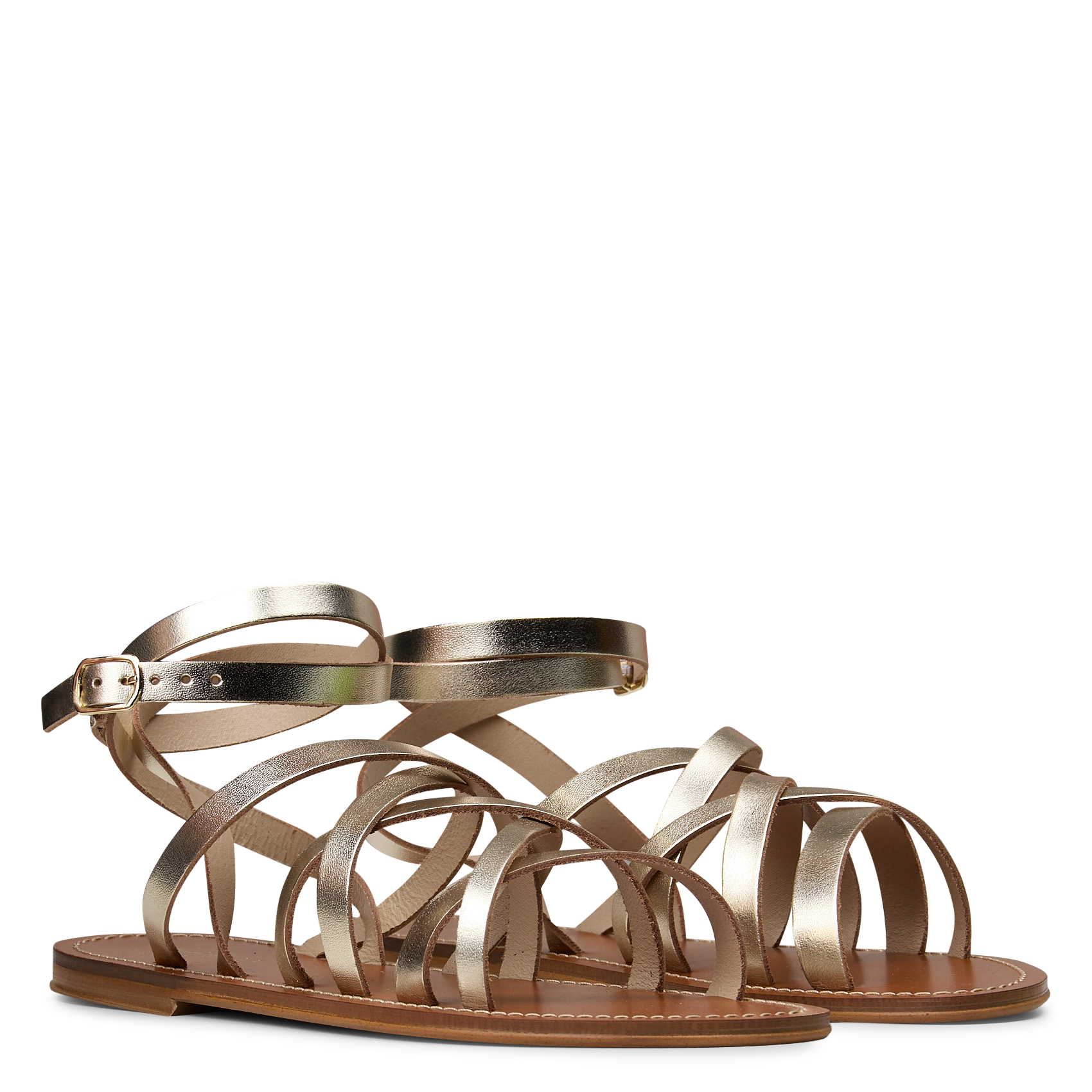 Sandales plates en cuir métallisé sacha MAISON 123 Doré