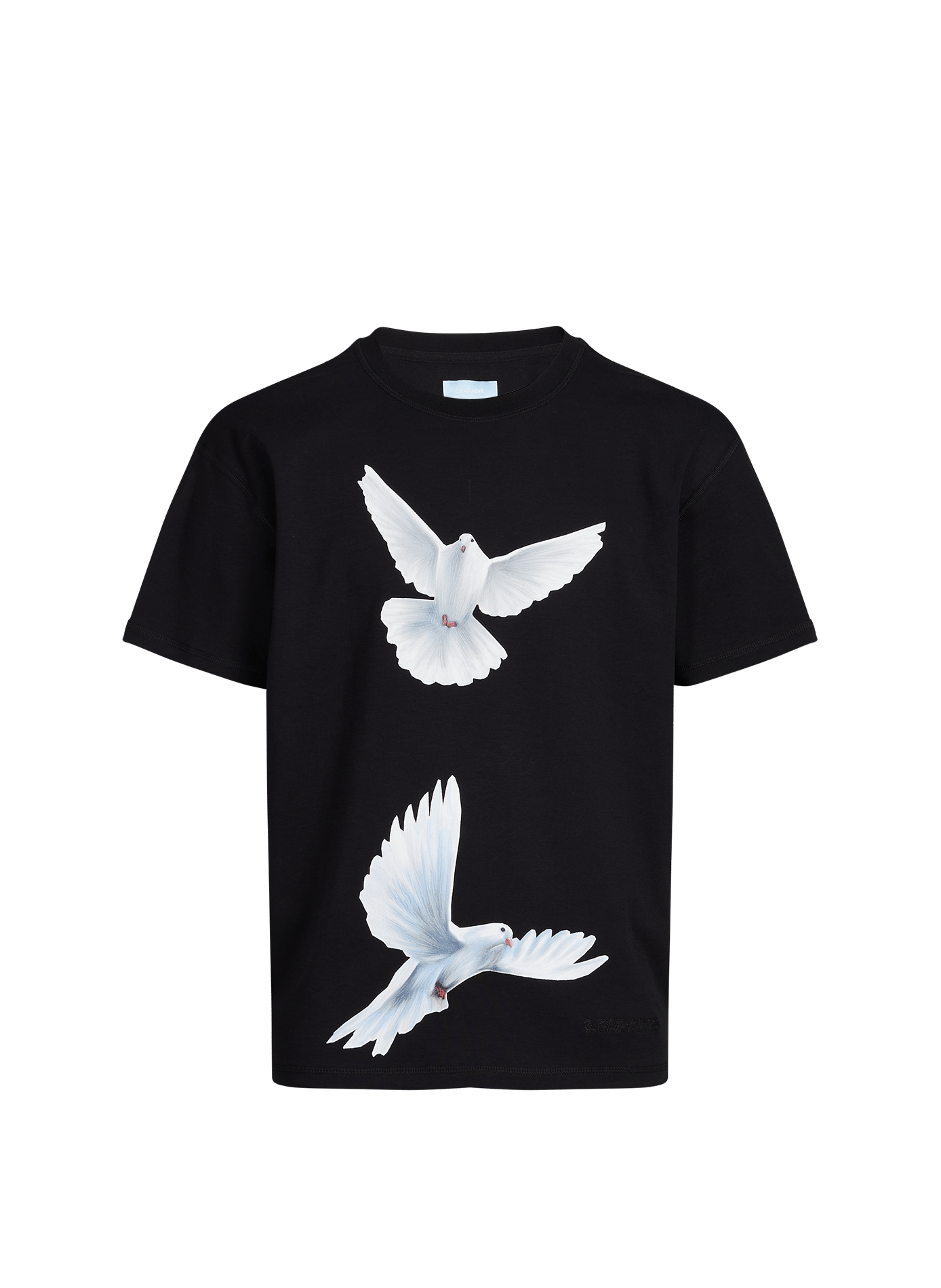 T-shirt à imprimé colombes en coton 3 PARADIS Noir