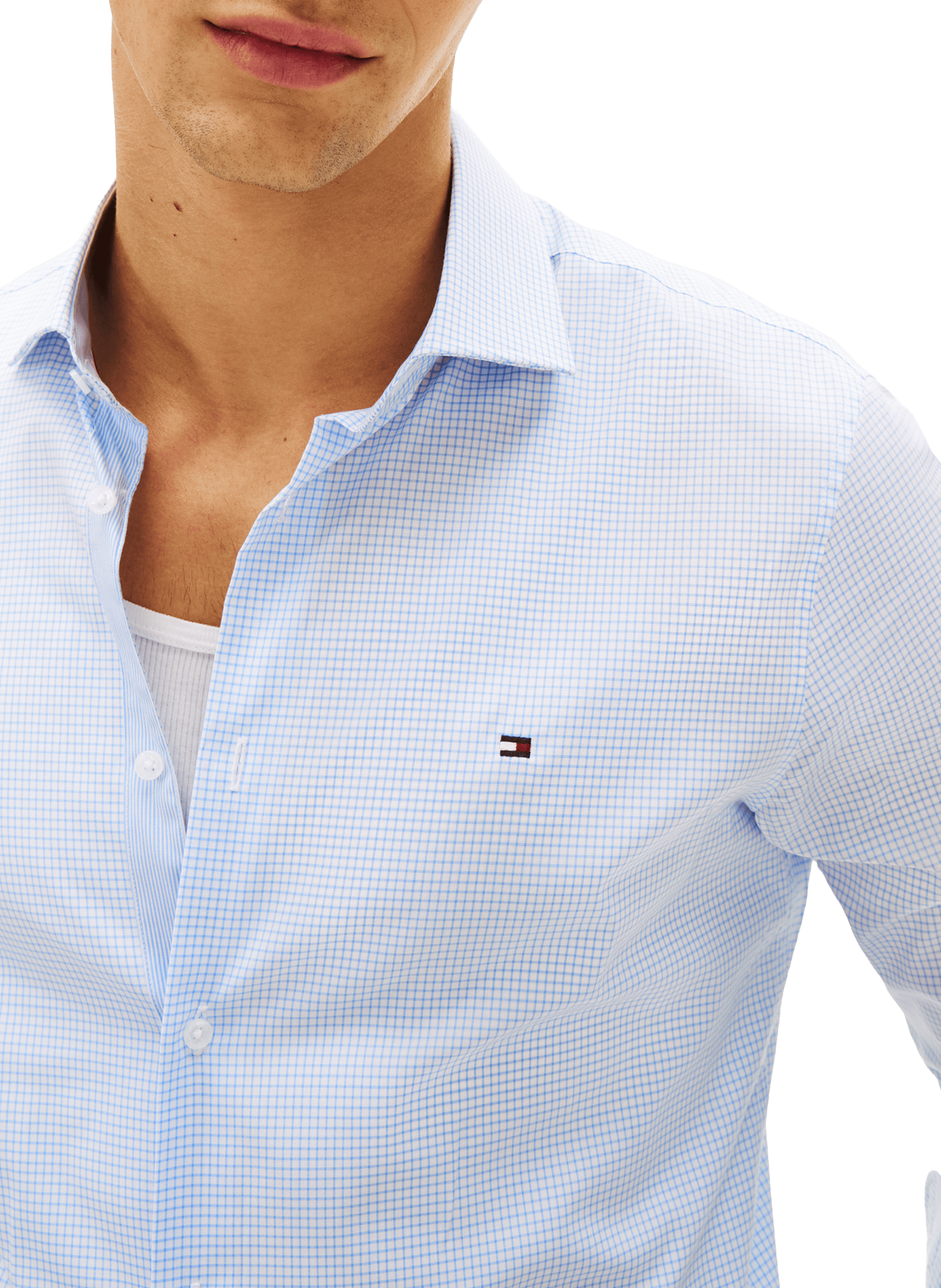 Straight shirt in blended organic cotton TOMMY HILFIGER Blue