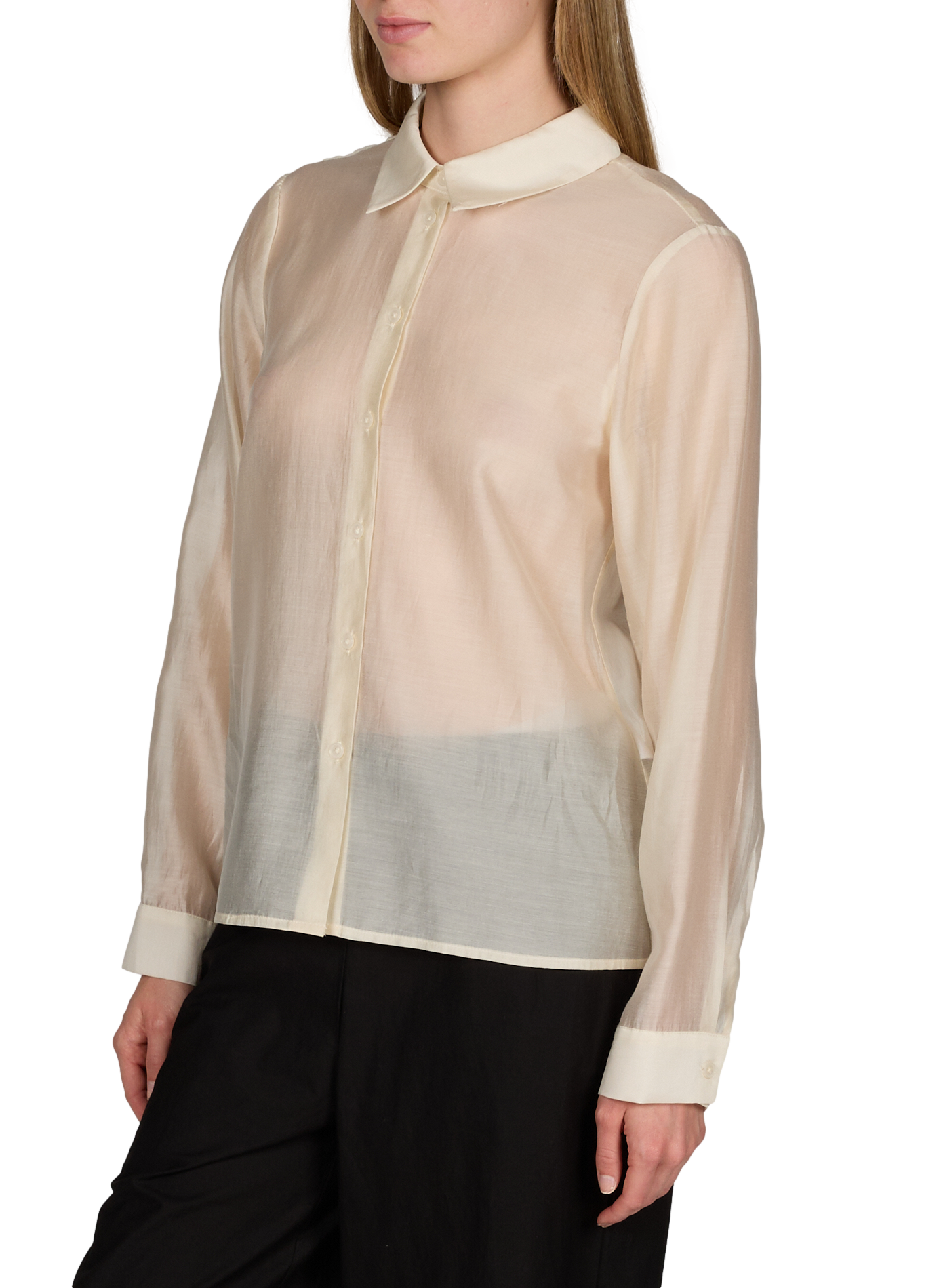 Chemise col classique semi transparente OBJECT Beige