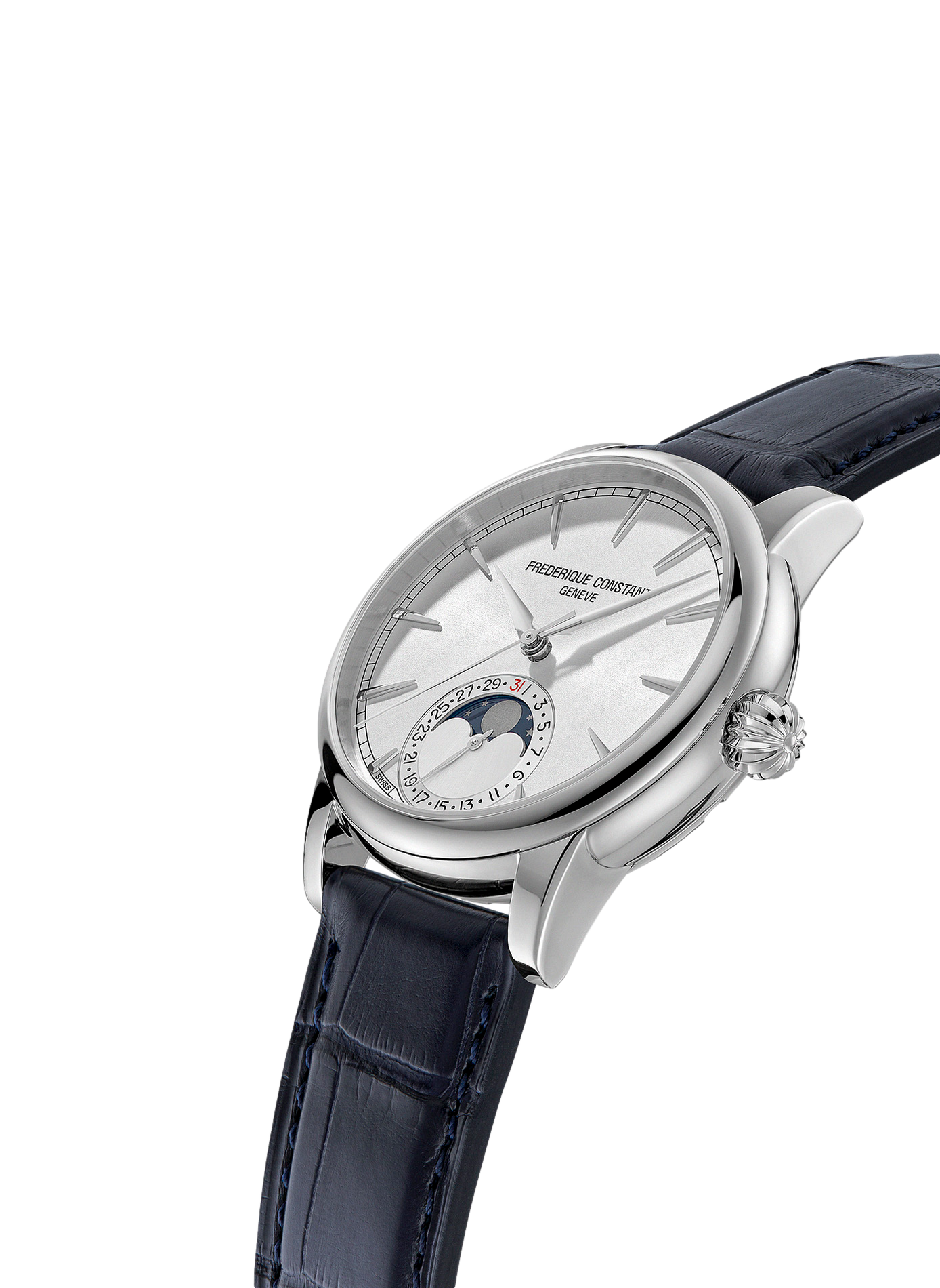 Montre automatique en cuir d'alligator FREDERIQUE CONSTANT Blanc