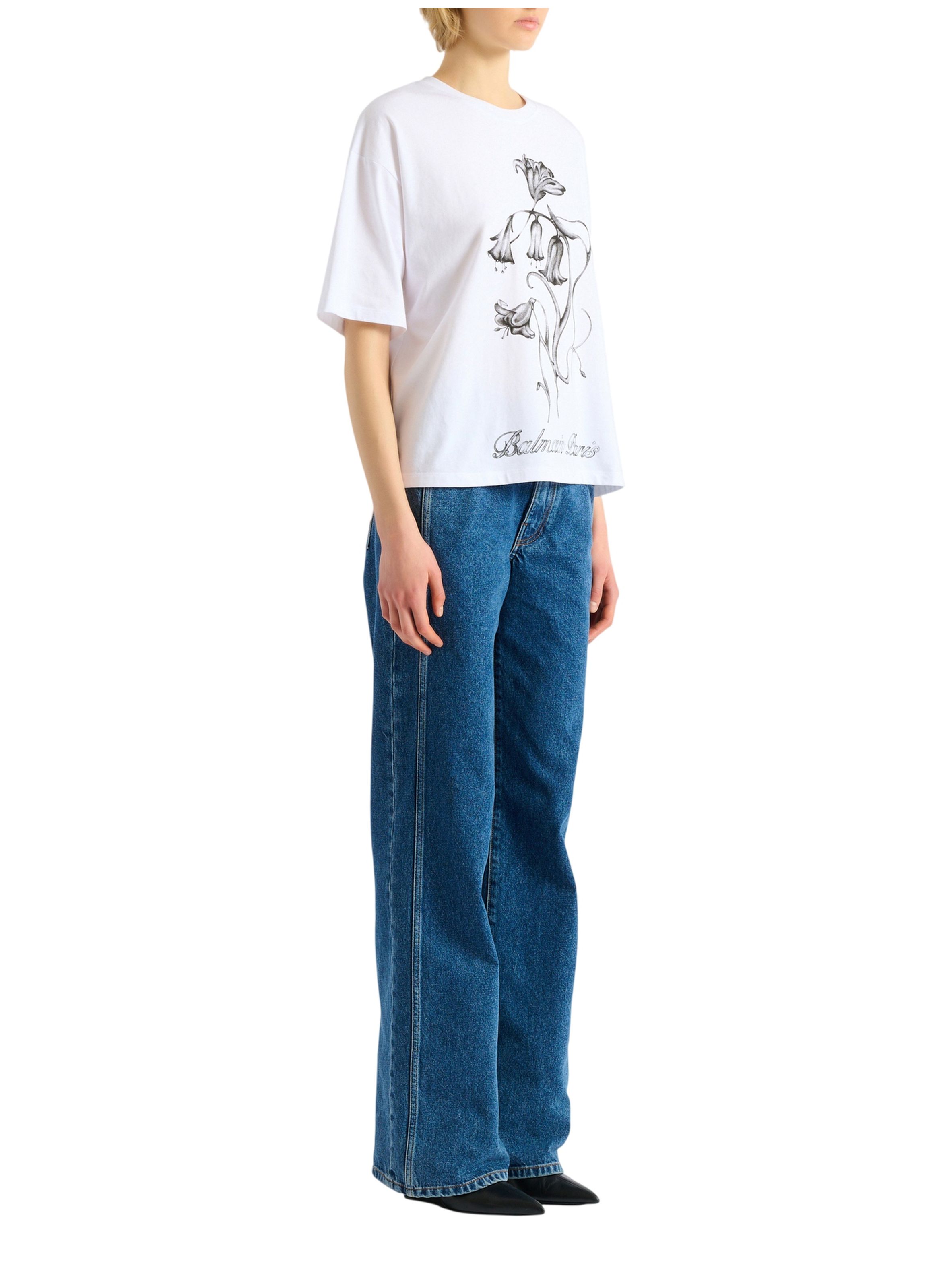 T-shirt balmain flower imprimé BALMAIN Blanc