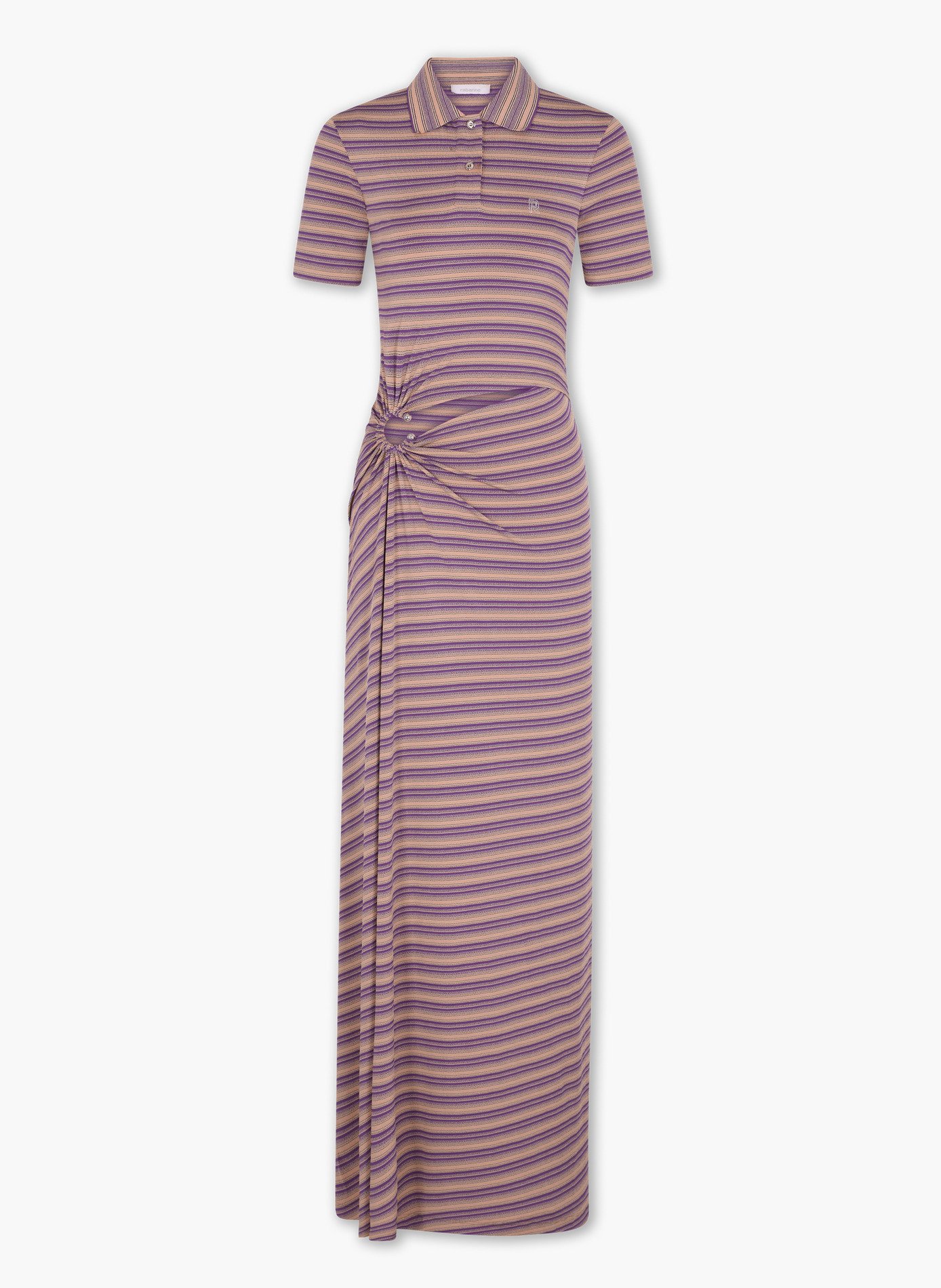 Longue robe piercing en jersey viscose rayé RABANNE Violet