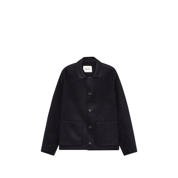 Manteau droit boutonné en laine mélangée Manteau droit boutonné en laine mélangée