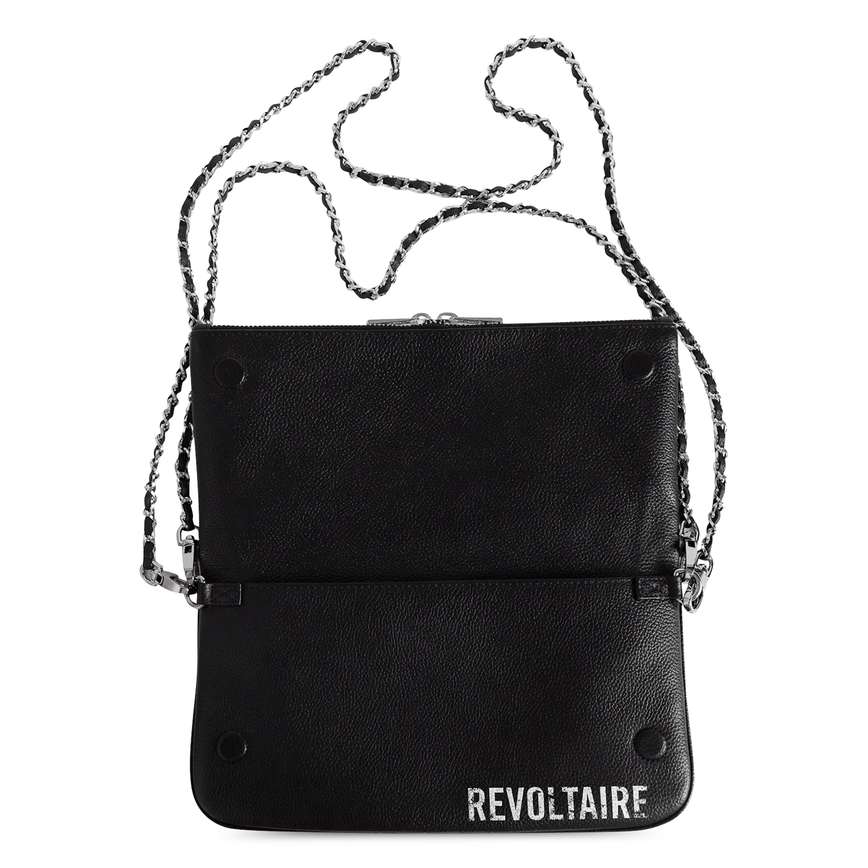 Riemtas van bedrukt leer in rockstijl. ZADIG&VOLTAIRE Zwart