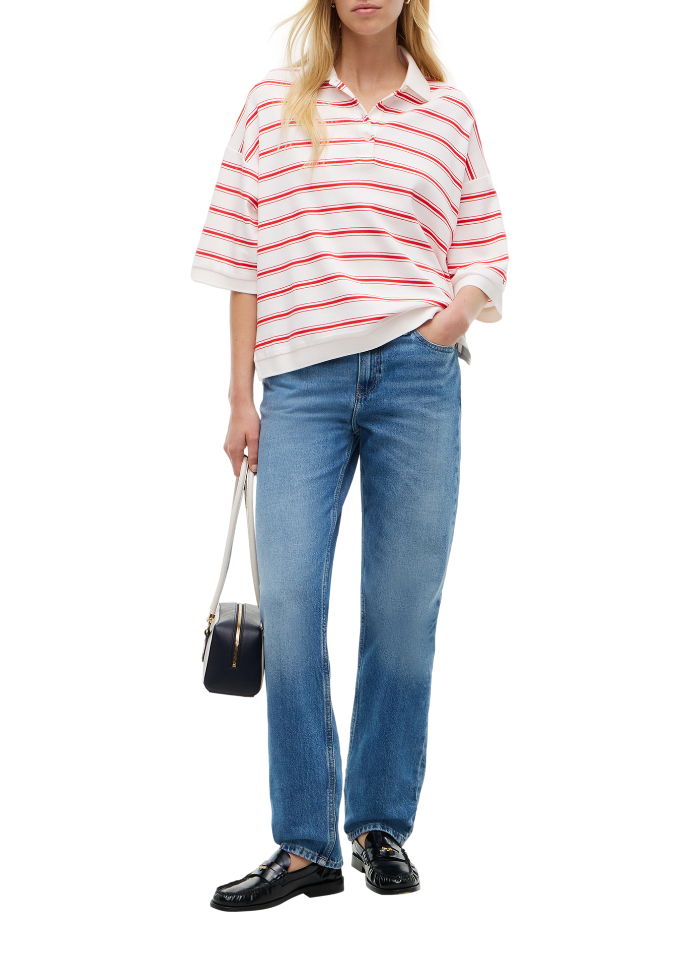 Oversized polo with horizontal stripes in cotton TOMMY HILFIGER Multicolour