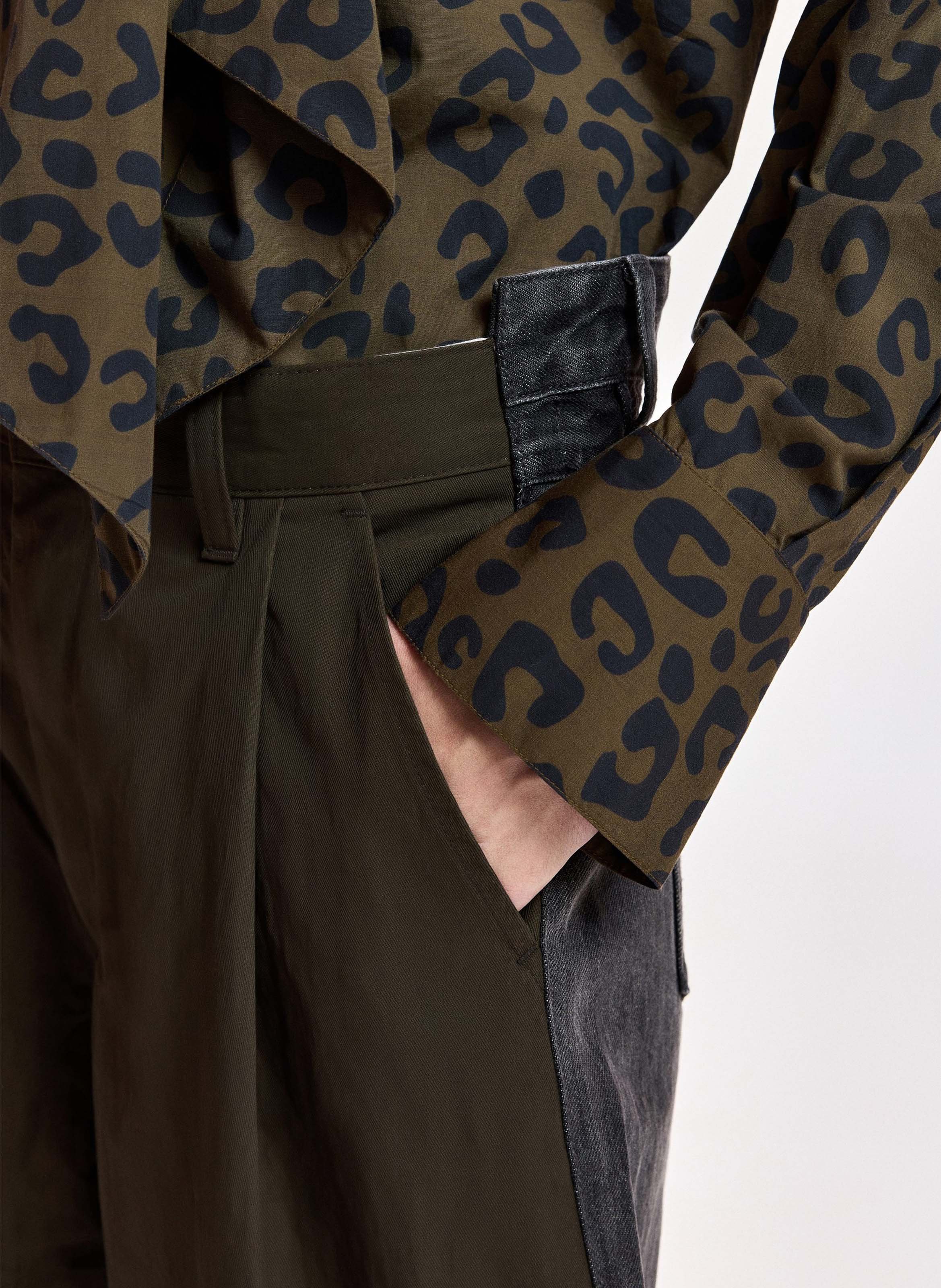 Pantalon large bi-matière en coton mélangé krisp ESSENTIEL ANTWERP Vert