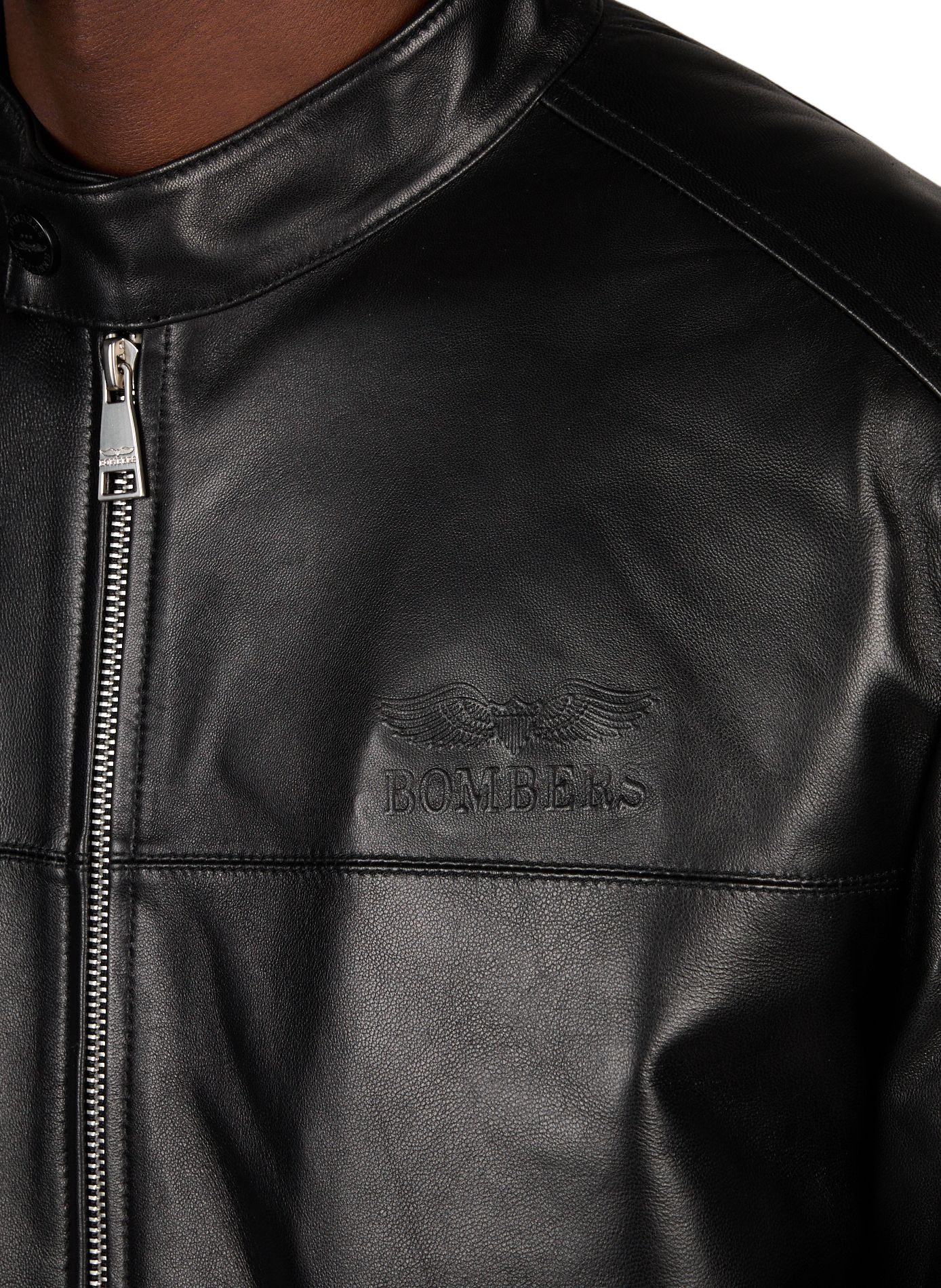 Blouson droit Blaketon en cuir  BOMBERS ORIGINAL Noir