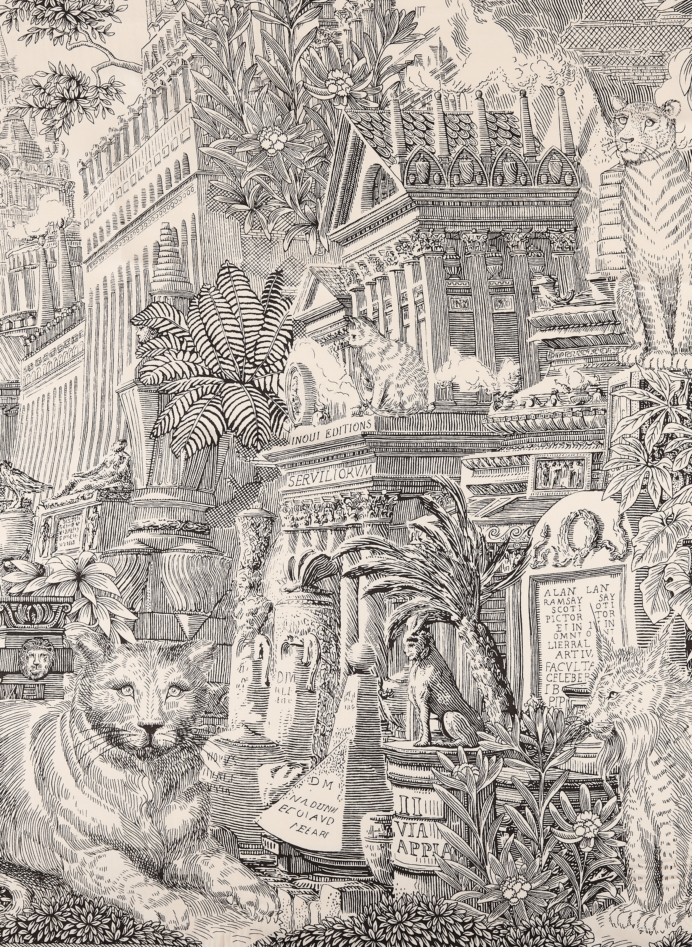 Piranesi silk scarf INOUI EDITIONS Black