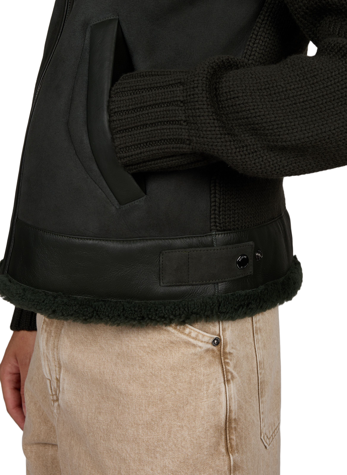 Jacke mit klassischem Kragen aus Leder und Wolle | Grun MACKAGE Herren