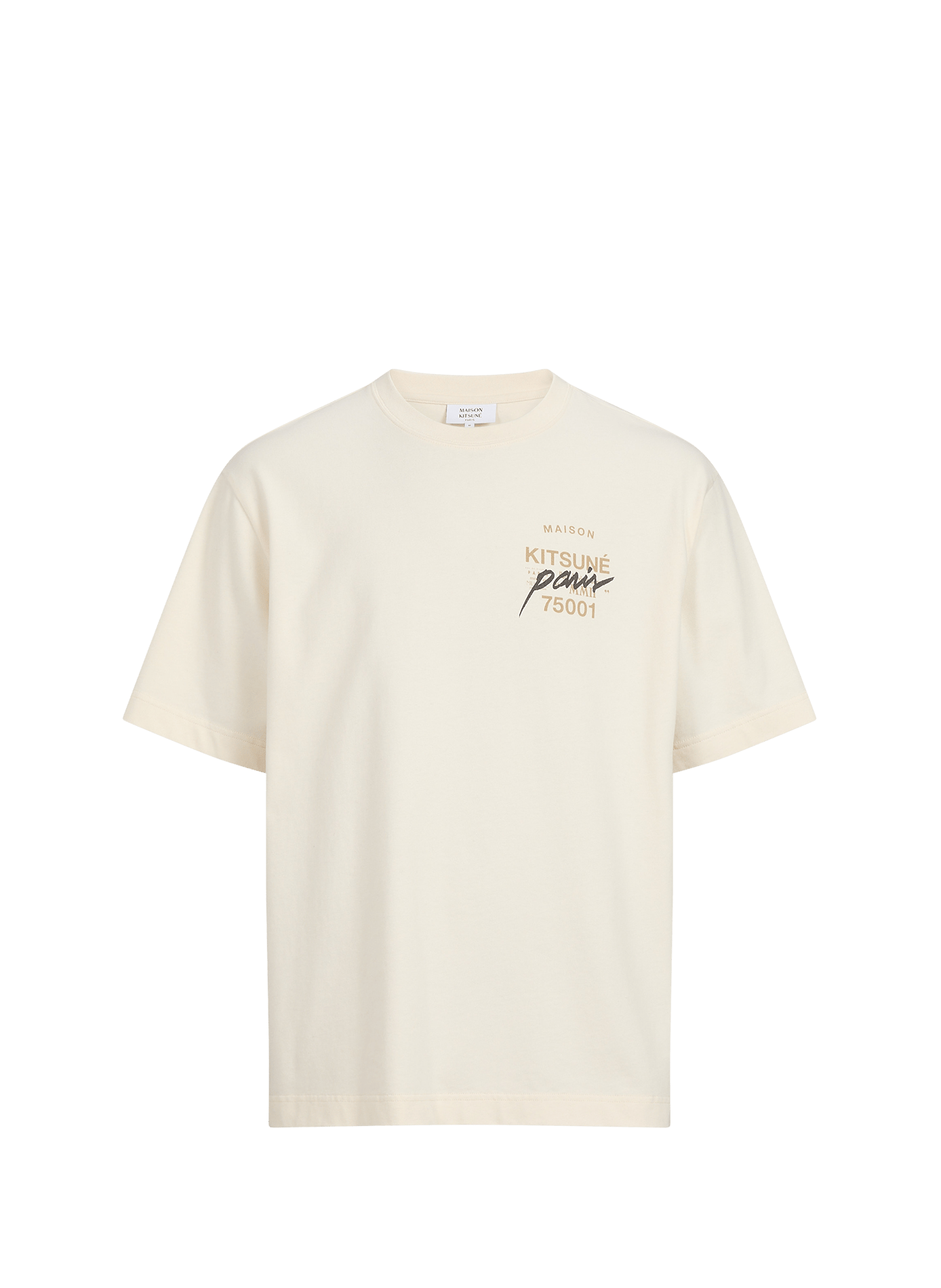 Gerade geschnittenes T-Shirt mit Rundhalsausschnitt und Siebdruckprint MAISON KITSUNÉ Beige