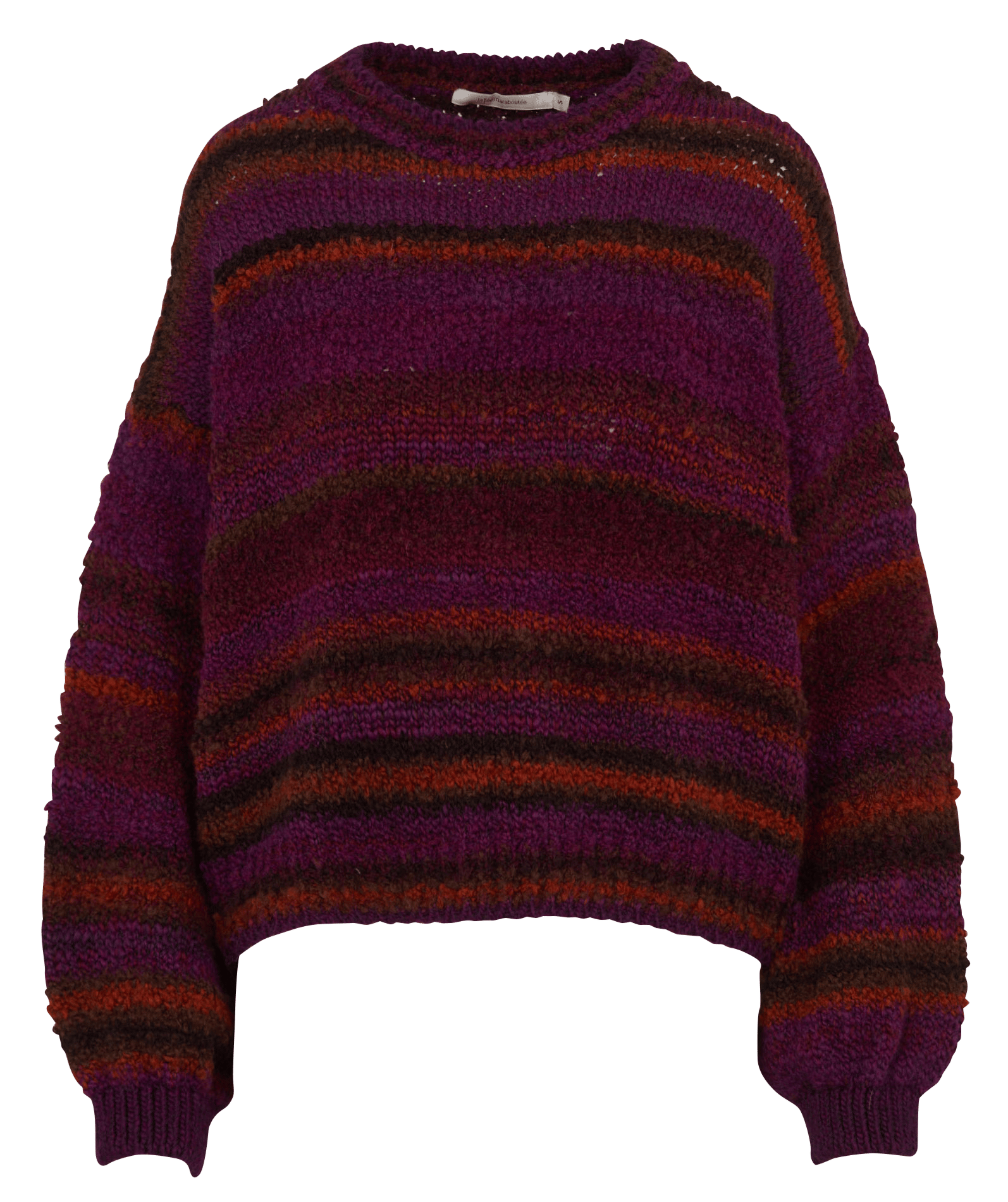 Gestreepte trui van wolmix LA FEE MARABOUTEE Rood