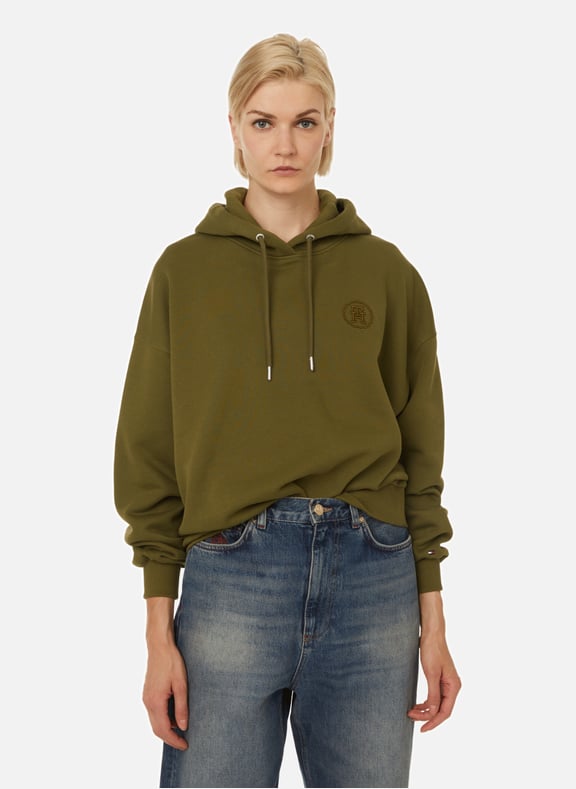 Olive green online tommy hilfiger hoodie