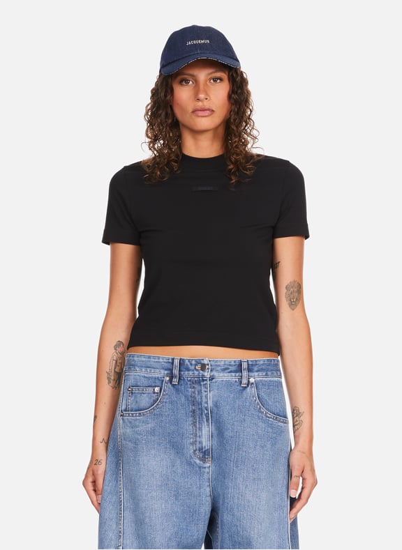 Le T-shirt gros grain Noir by JACQUEMUS JACQUEMUS Le T-shirt gros grain Noir