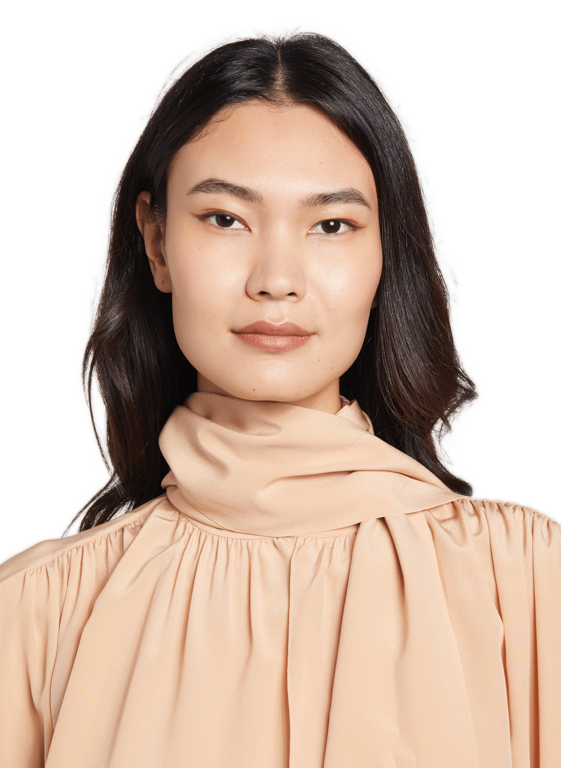 Blouse lavallière asymétrique en soie CHLOÉ Marron