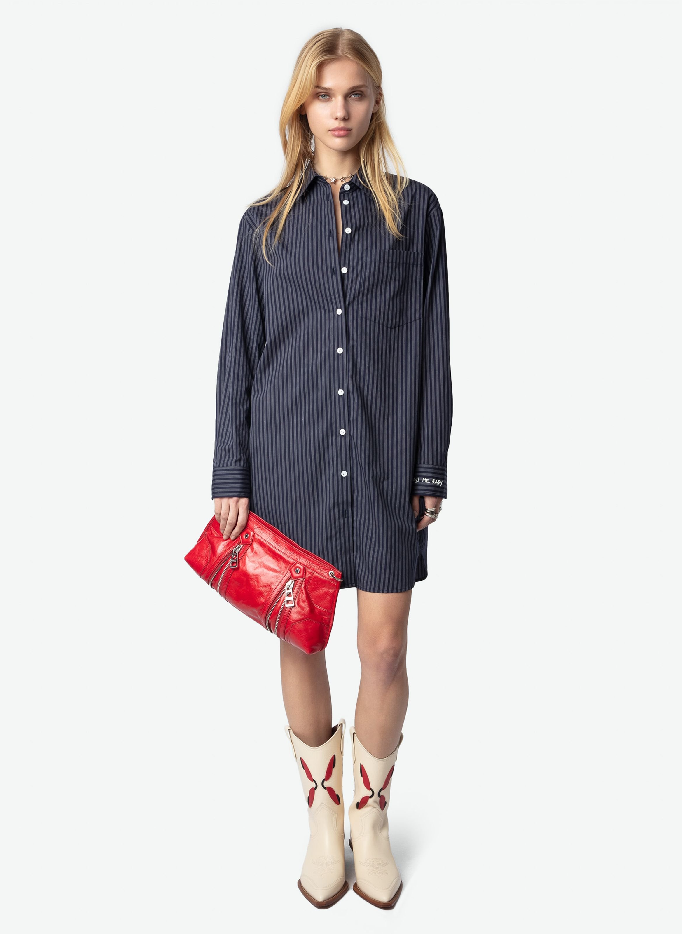 Robe courte en coton rayé rorning ZADIG&VOLTAIRE Bleu