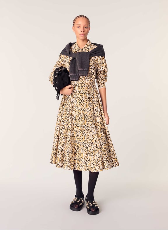 Robe midi cintrée en coton Multicolore by MAJE MAJE Robe midi cintrée en coton Multicolore