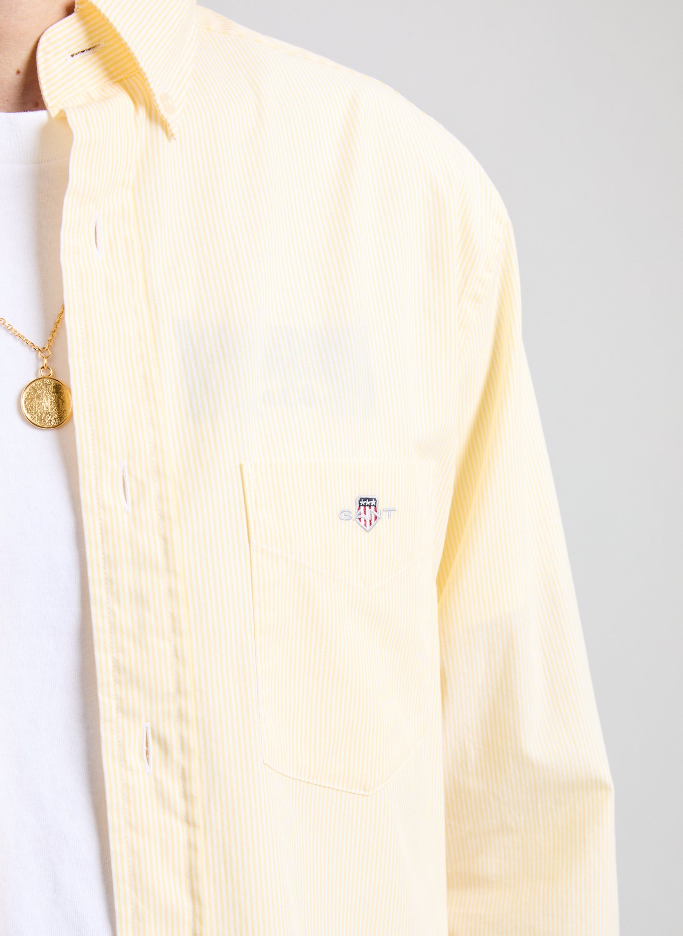 Chemise à rayures en coton GANT Jaune