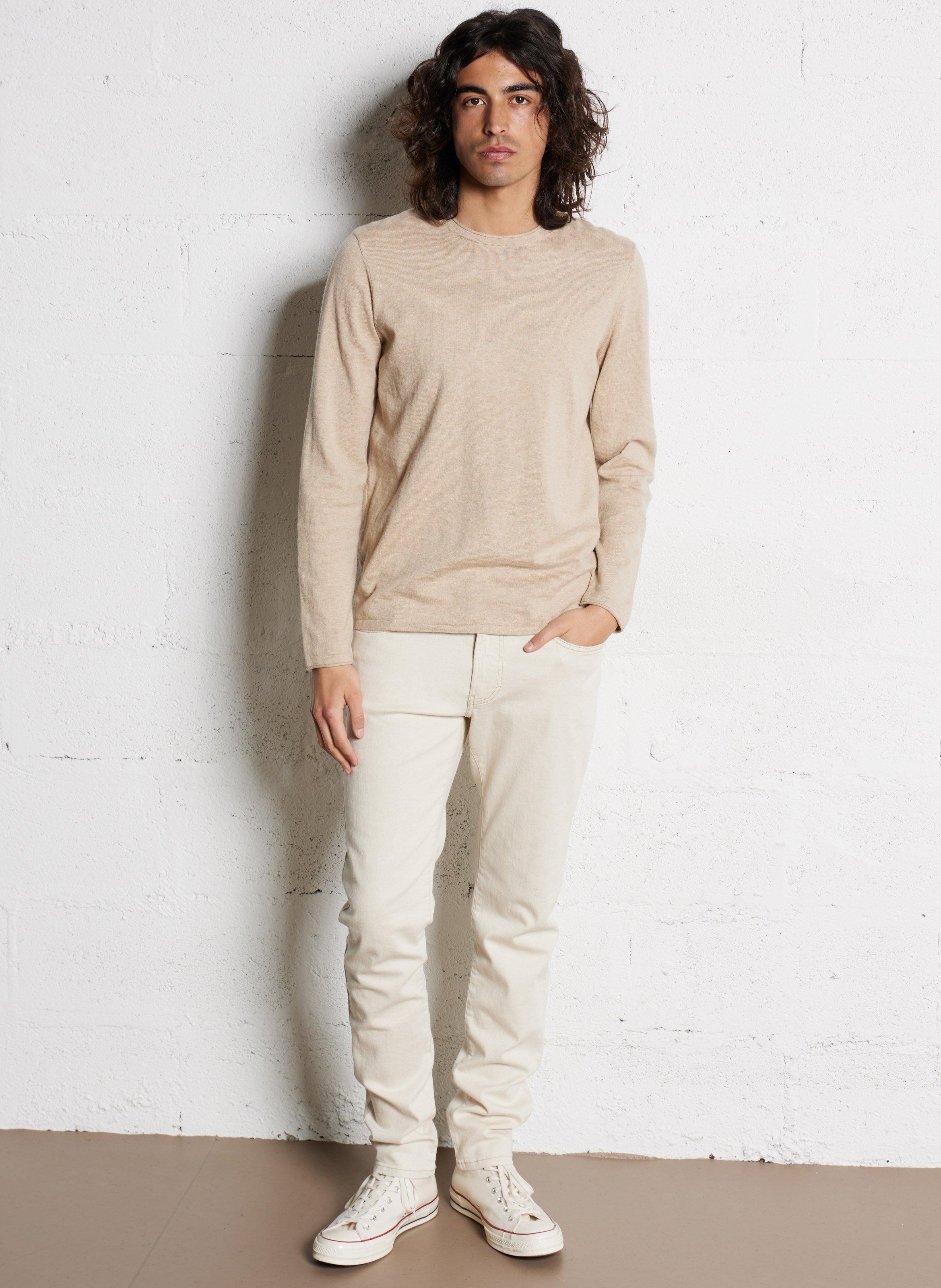 Pull droit en coton IKKS Beige