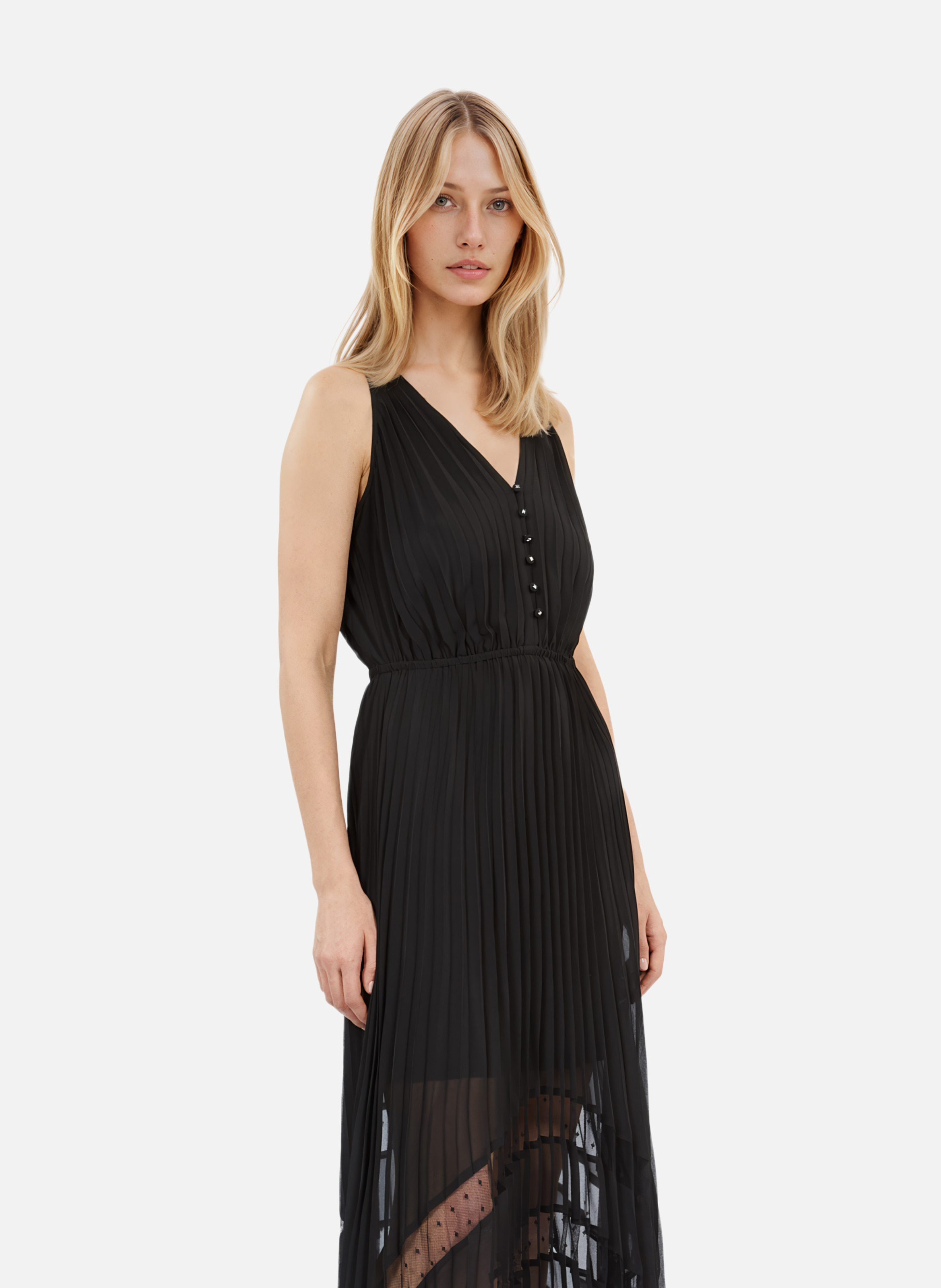 Robe longue plissée taille élastique THE KOOPLES Noir
