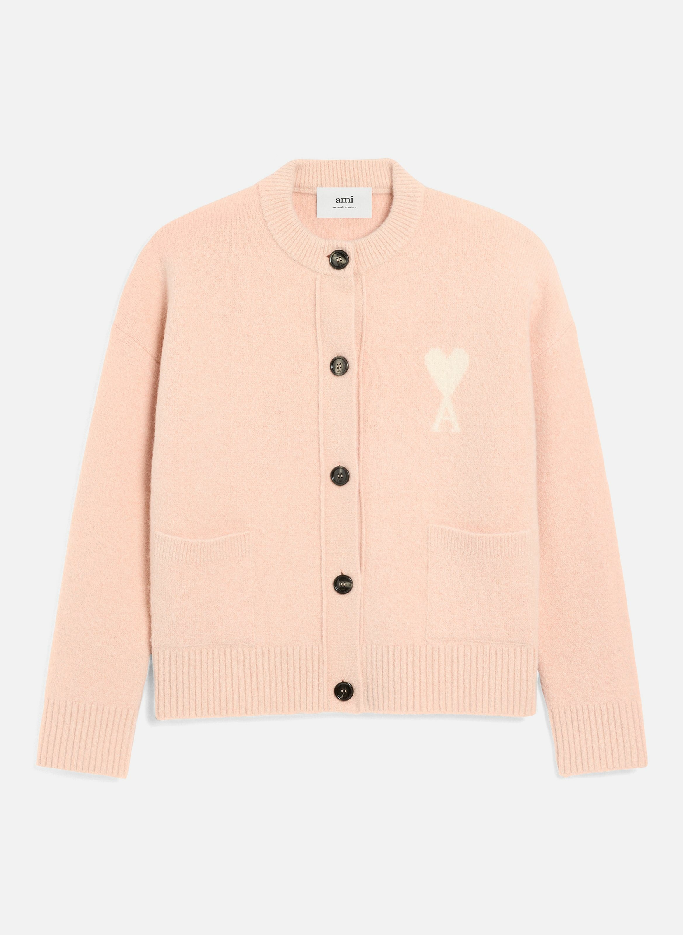 Cardigan ami de coeur en alpaga unisexe AMI PARIS Rose