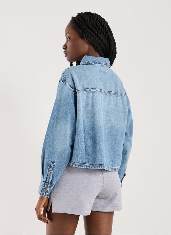 Chemise courte à manches longues | Bleu by GUESS Chemise courte à manches longues Bleu