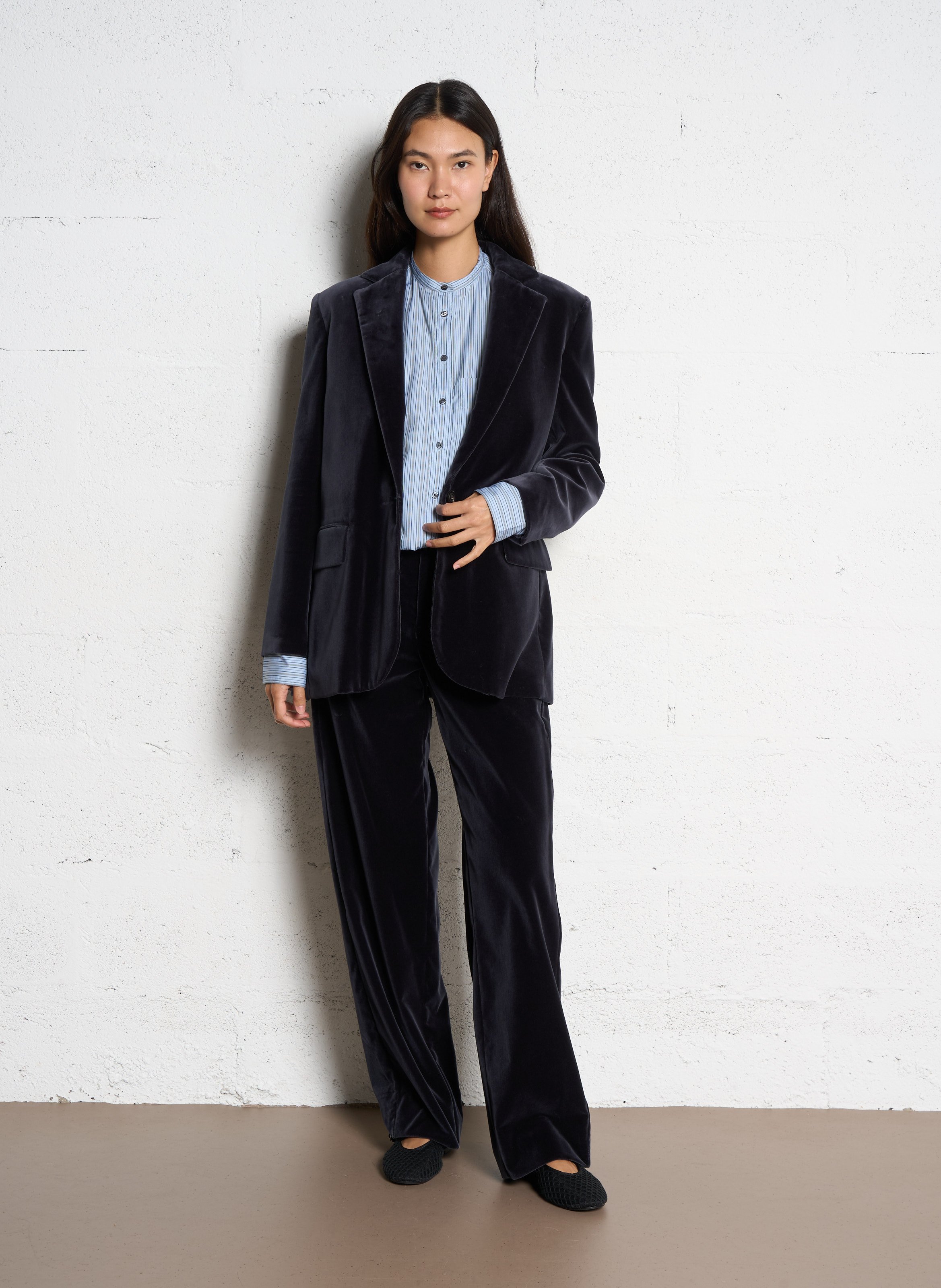 Veste de tailleur en velours sevres SOEUR Gris