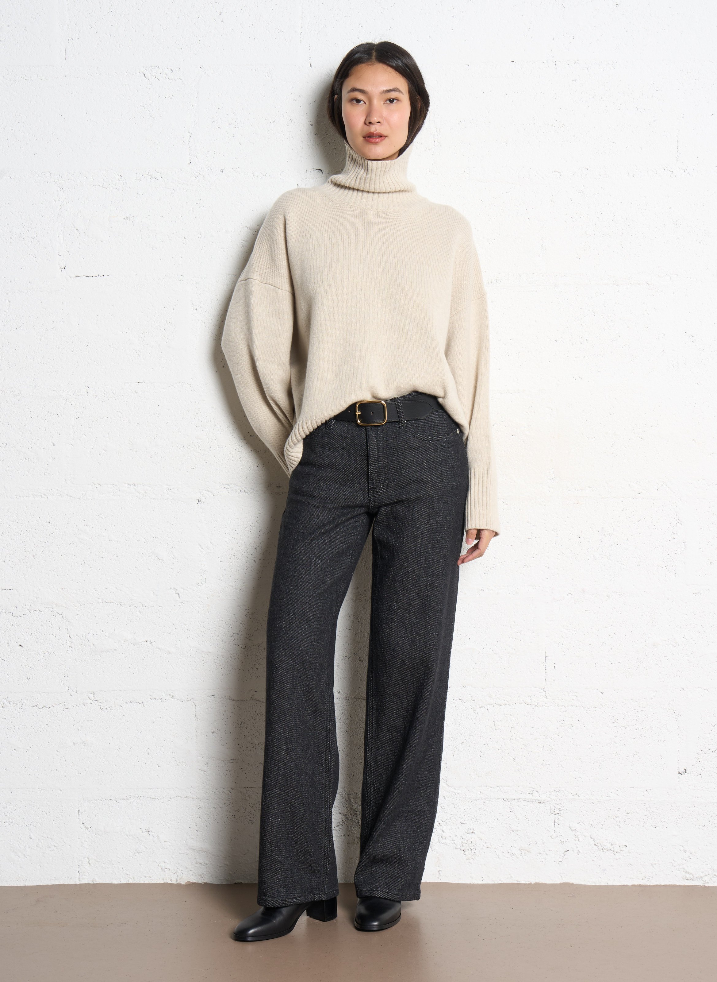 Pull col roulé oversize en laine william SOEUR Beige