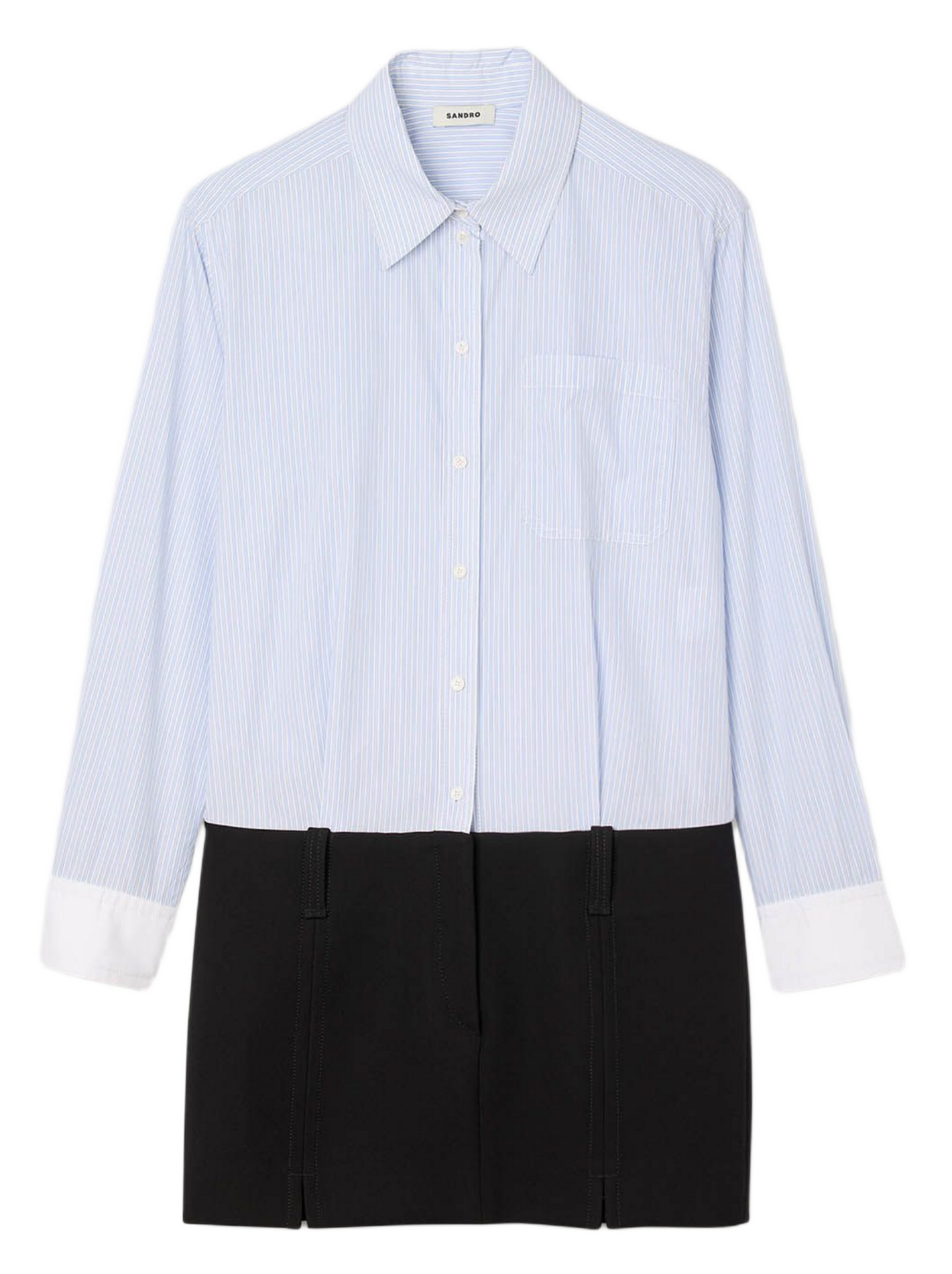 Robe courte en coton col classique SANDRO Noir