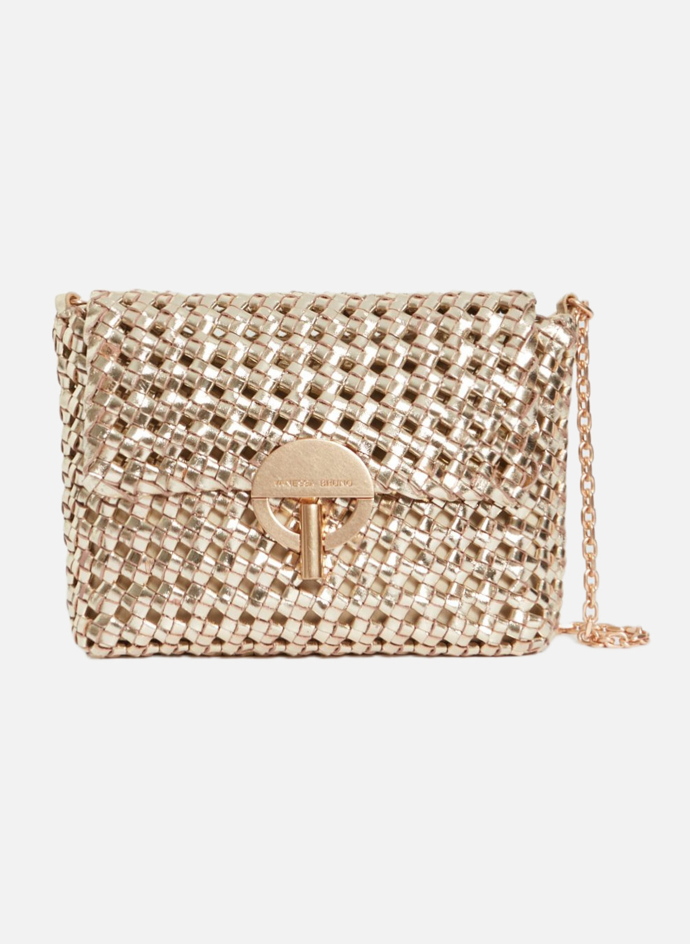 Moyen Sac Moon en cuir tressé VANESSA BRUNO Doré