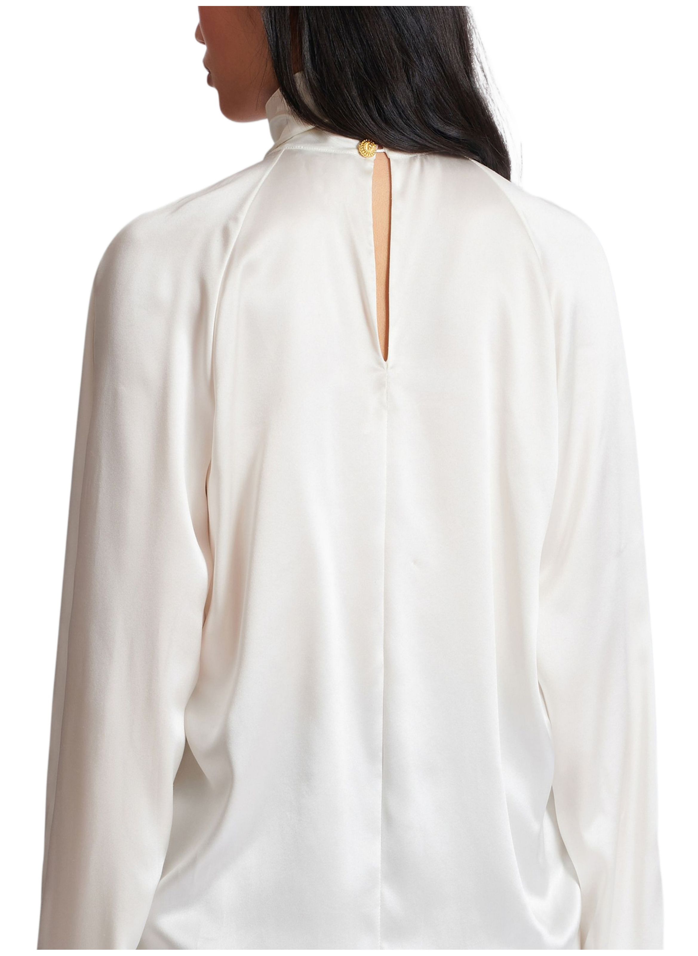Blouse drapée en soie BALMAIN Blanc