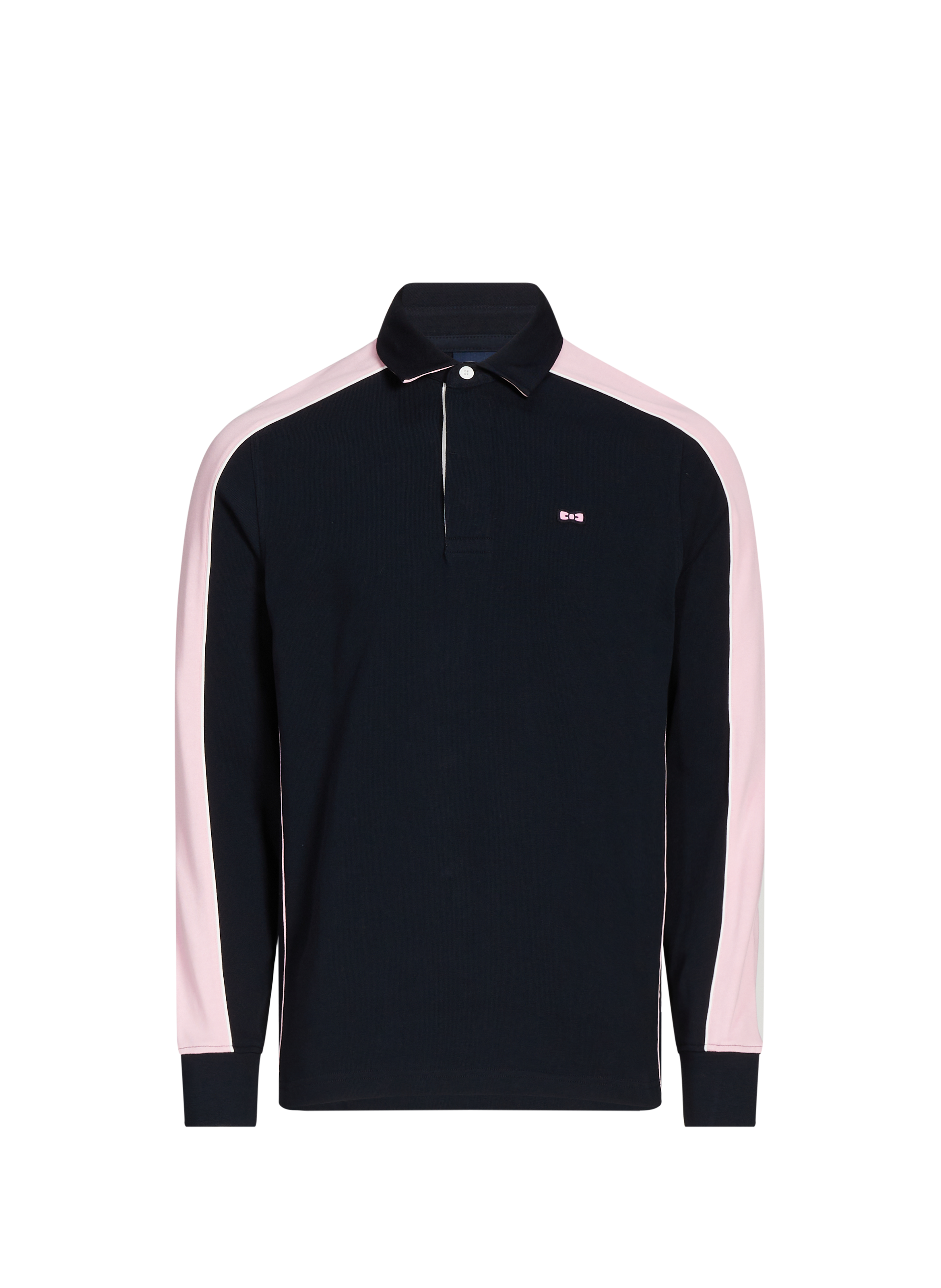 EDEN PARK Long-sleeved embroidered cotton polo Blue