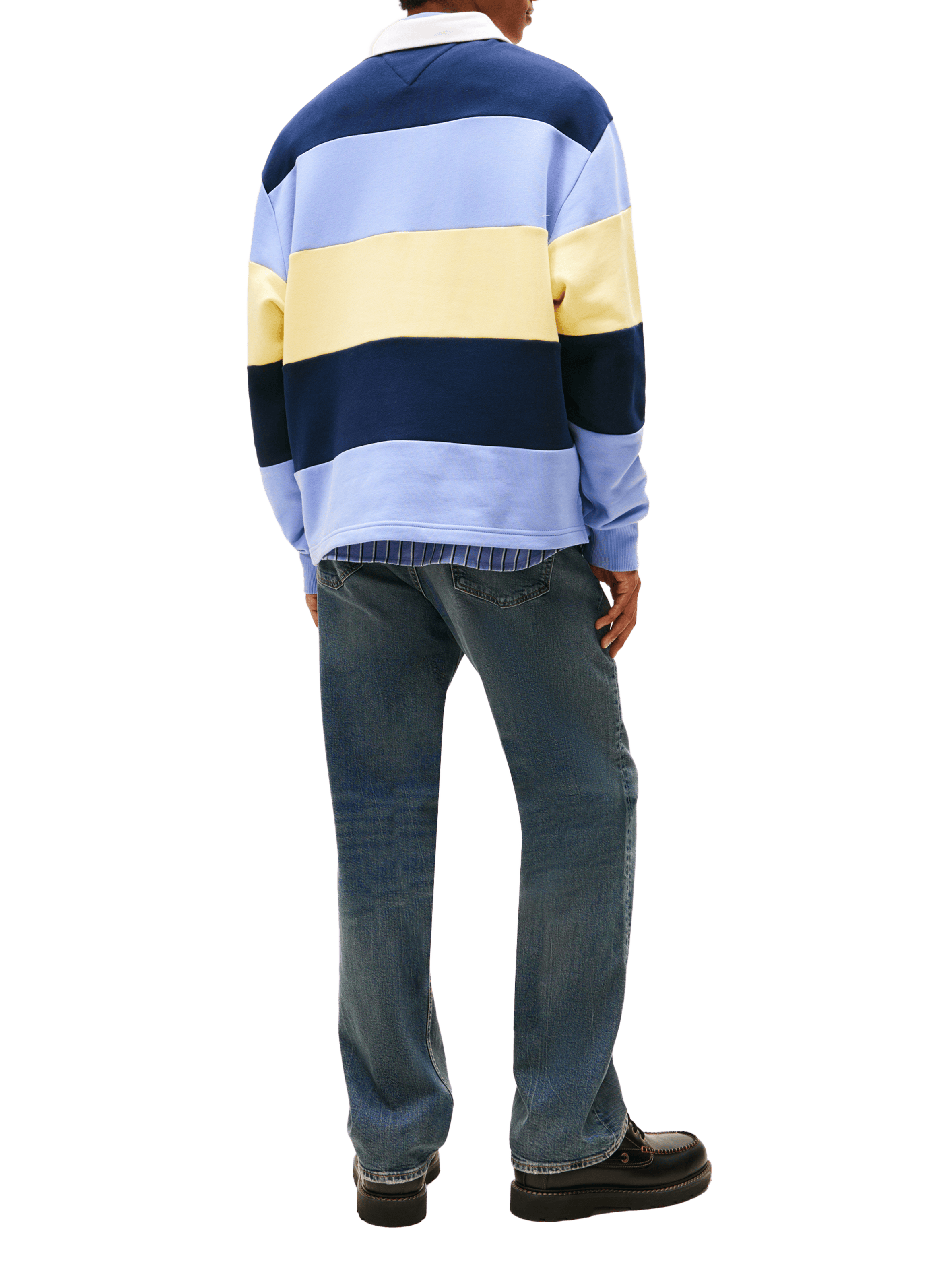 Long-sleeved striped cotton polo shirt TOMMY HILFIGER Blue