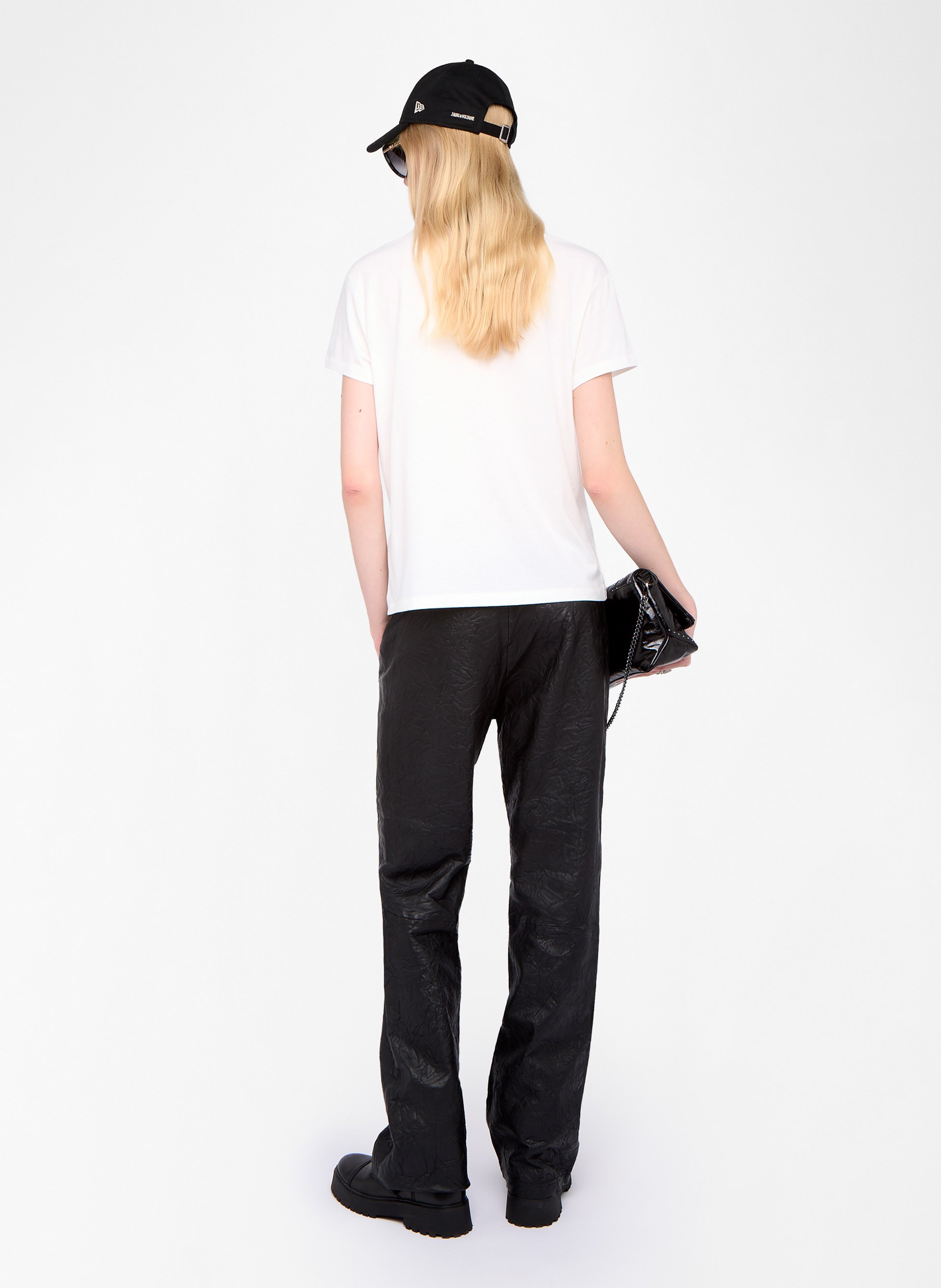 Tee-shirt droit col rond en coton walk Blanc