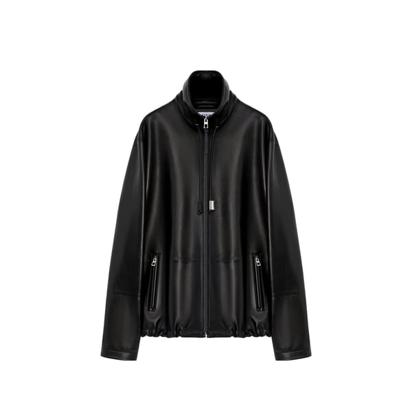 Veste zippée en cuir d'agneau nappa Veste zippée en cuir d'agneau nappa