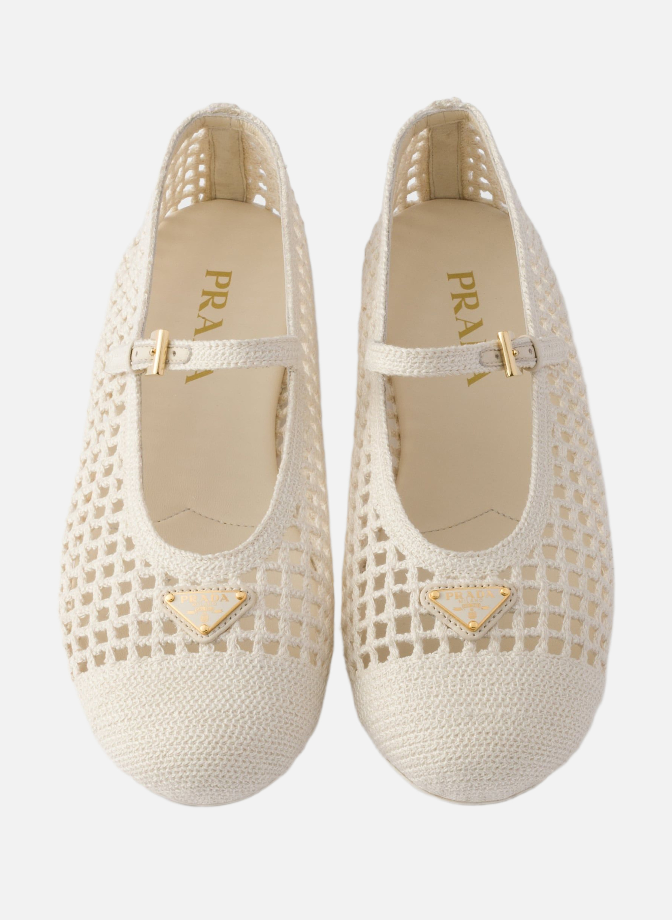 Ballerines en crochet PRADA Beige