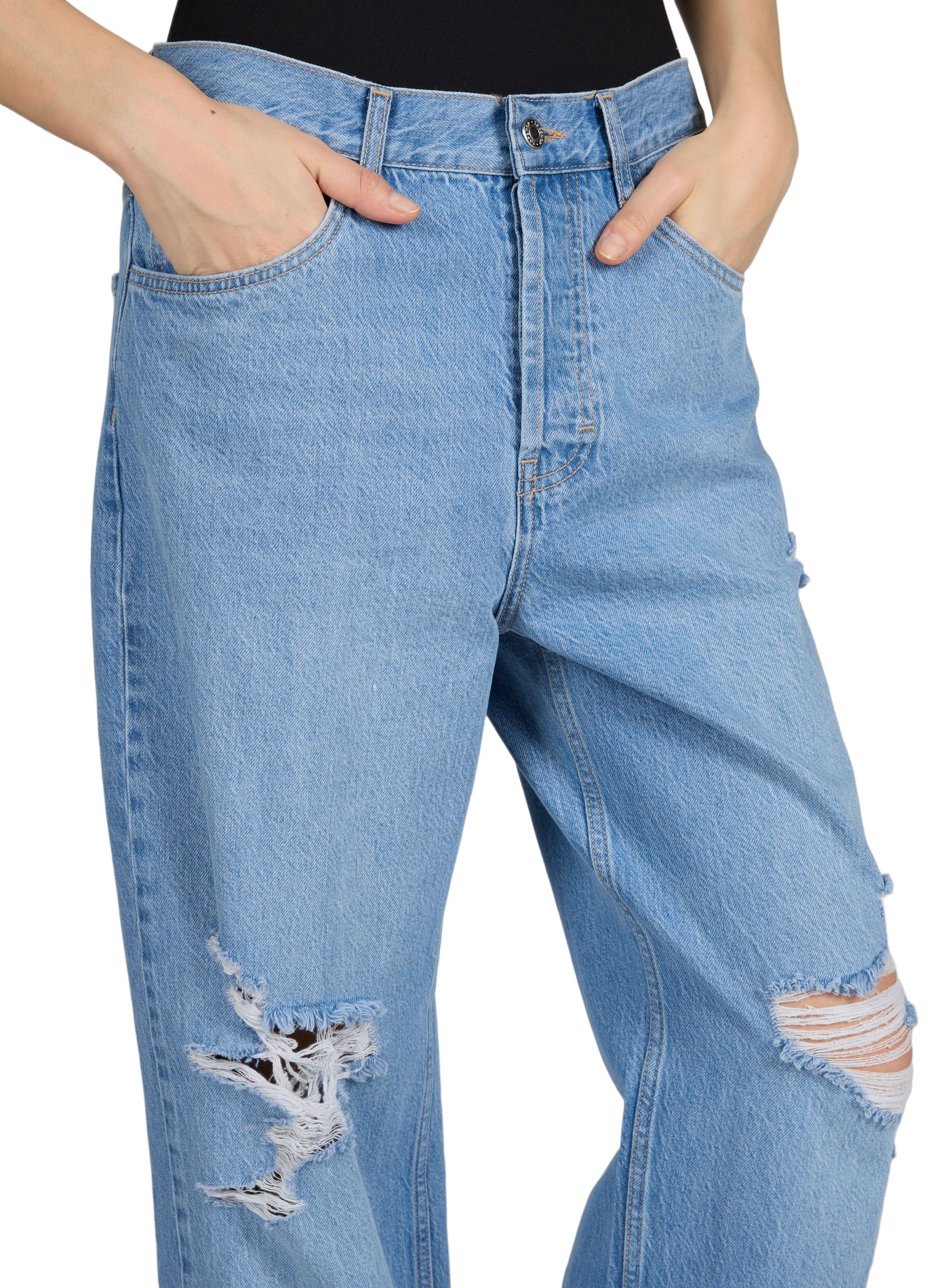 Jean droit Tscolumn en coton TOPSHOP Bleu