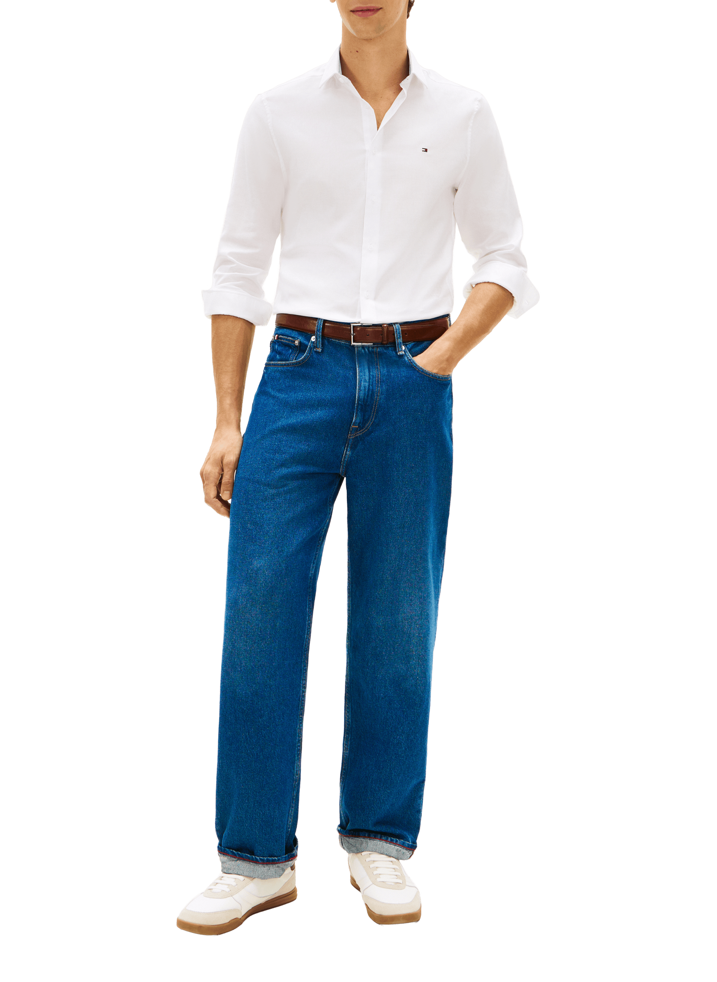 Straight cotton blend Shirt TOMMY HILFIGER White